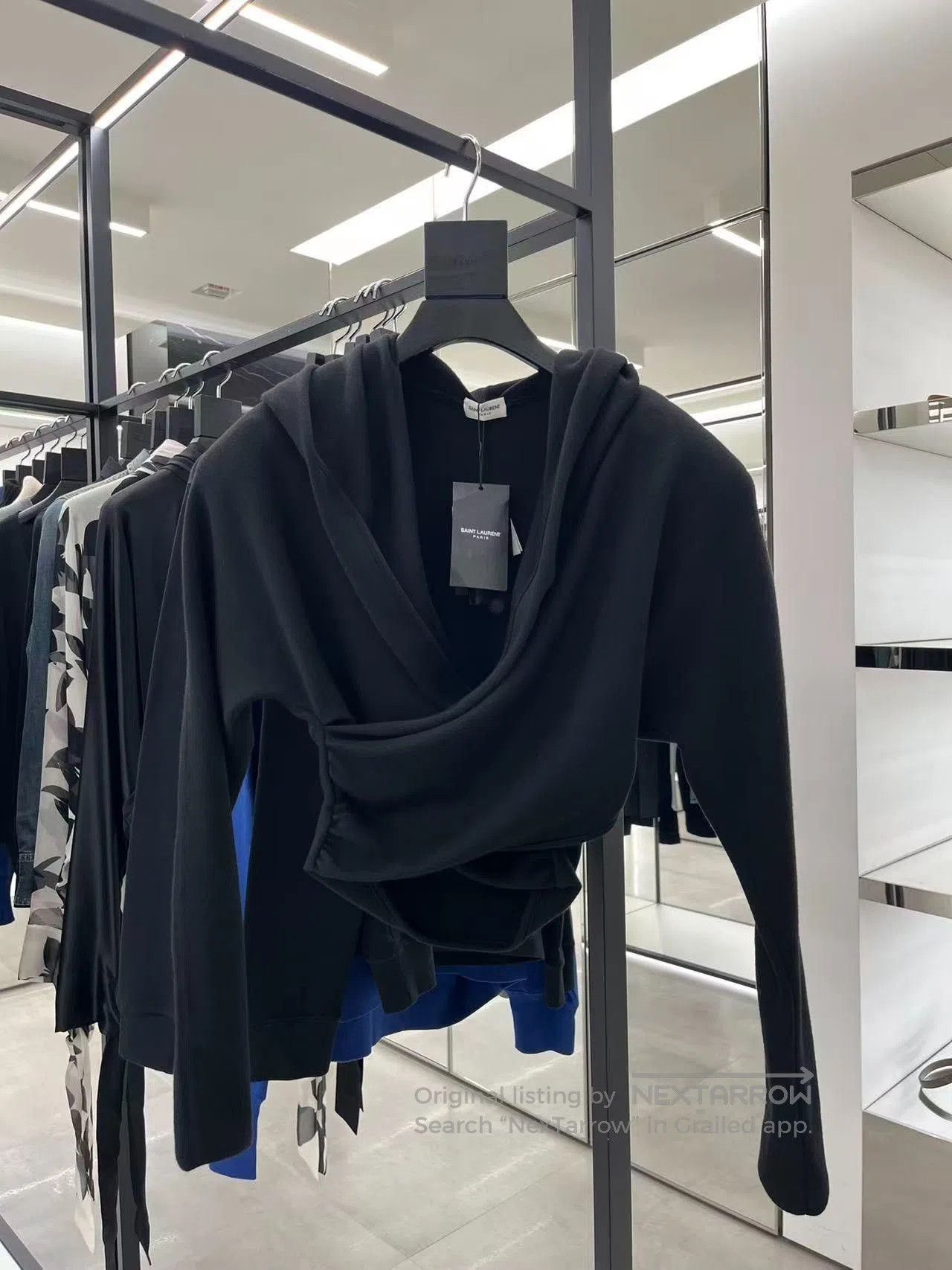 Saint Laurent Paris Saint Laurent Black Wool Cropped Wrap Top. Size M / US 6-8 / IT 42-44 - 1 Thumbnail