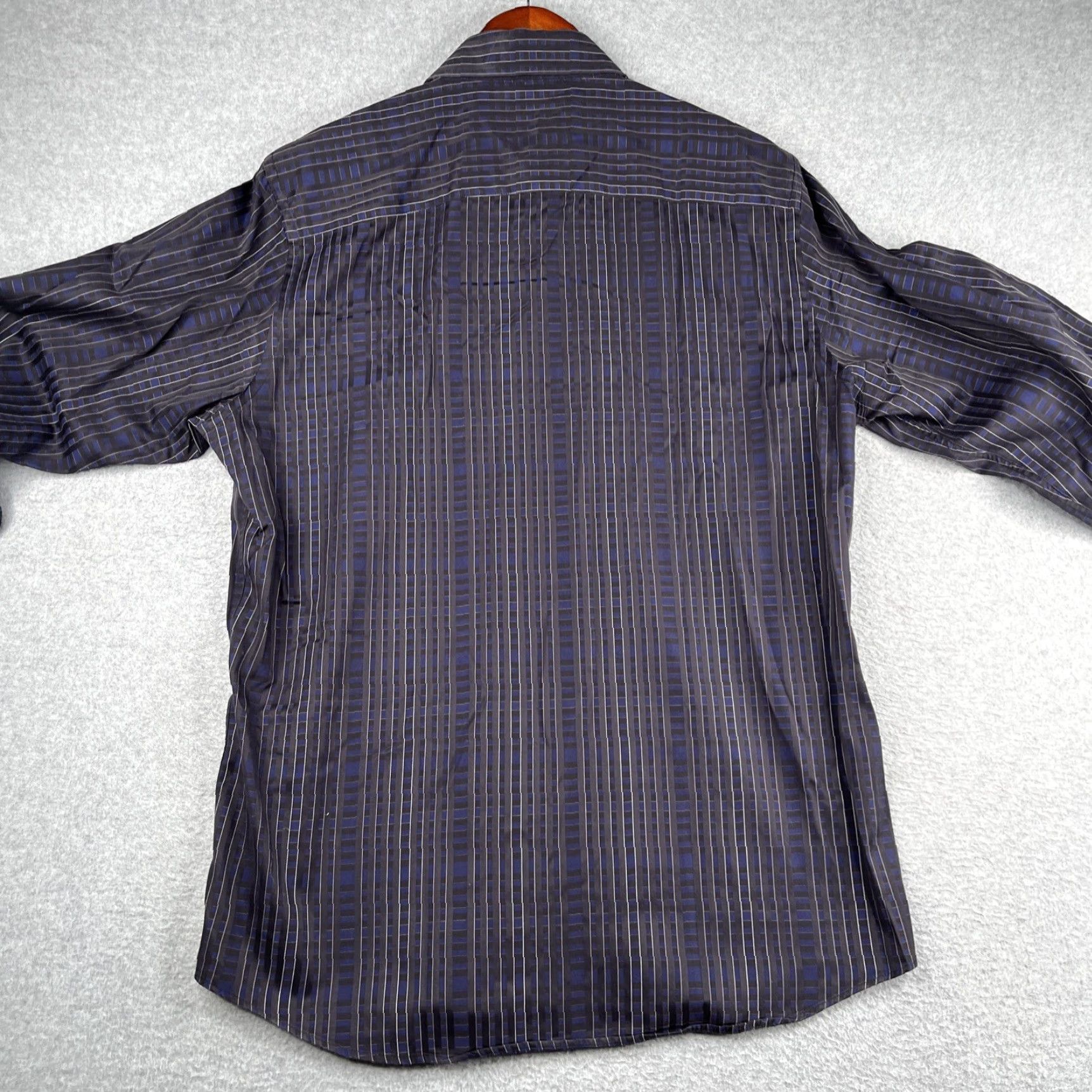 BUGATCHI BUGATCHI UOMO Shirt Medium Black Navy Check Button-Up Long Sleeve Mens Size US M / EU 48-50 / 2 - 5 Thumbnail