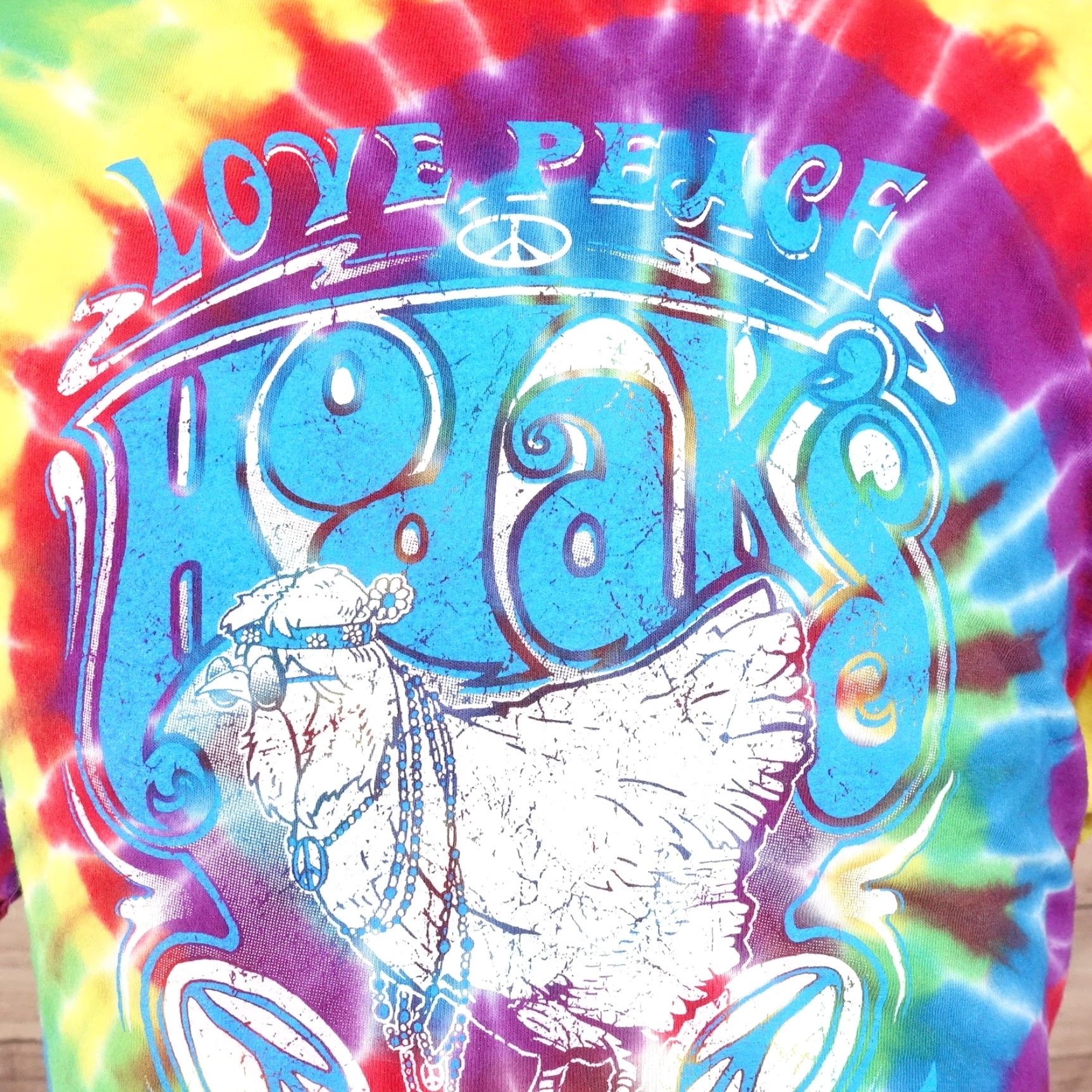 Gildan VINTAGE Gildan T-Shirt Men XL Rainbow Tie Dye Love Peace Chicken Grease Retro Graphic Tee Size US XL / EU 56 / 4 - 2 Thumbnail