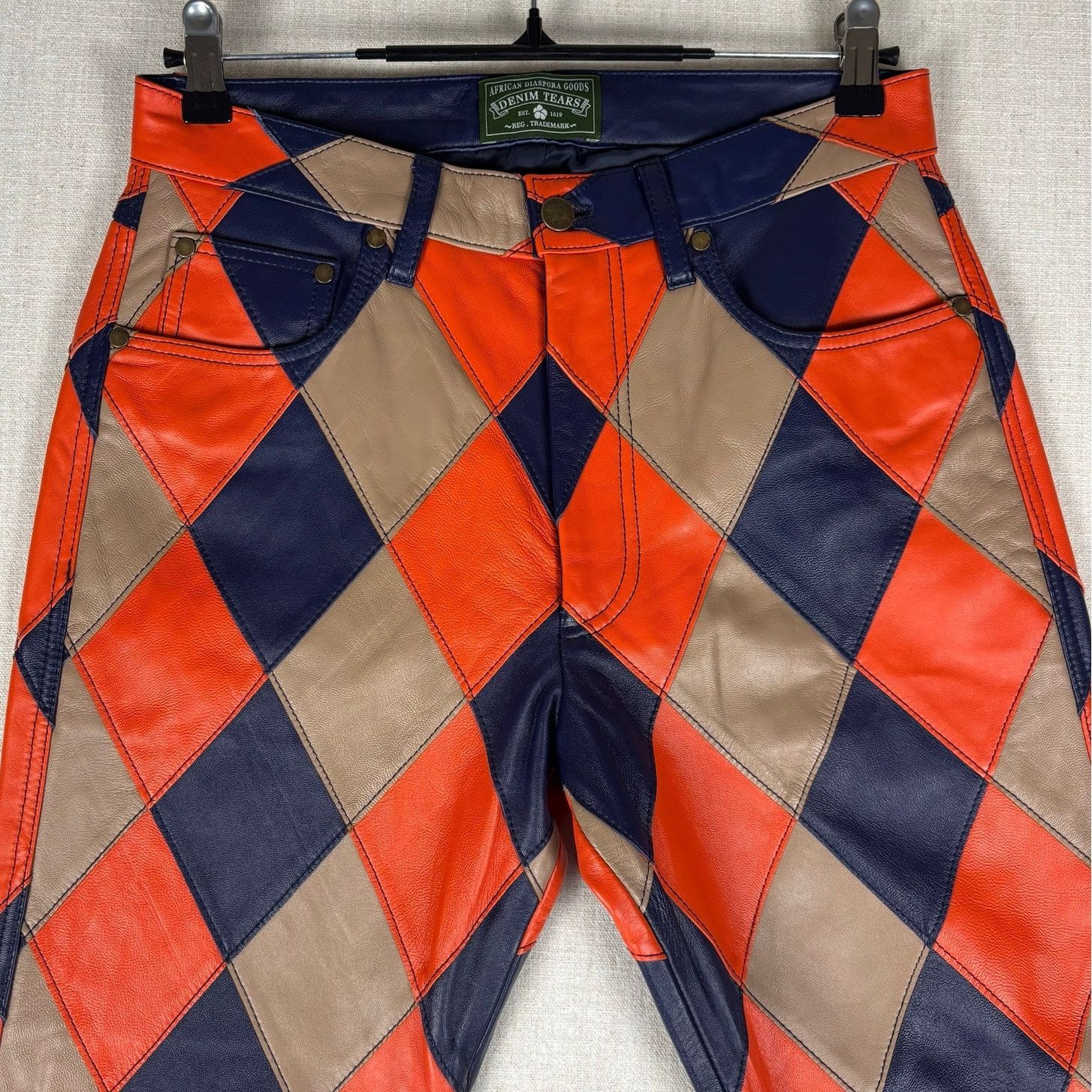 DENIM TEARS Denim Tears Lamb Leather Jacquard Patchwork Pant NWT Small Size US 28 / EU 44 - 4 Thumbnail