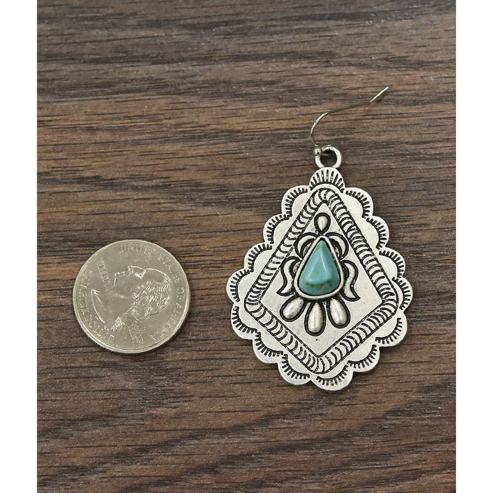 Other 721034 Concho Turquoise Earrings - 2 Inch Long Beauty Size ONE SIZE - 7 Thumbnail
