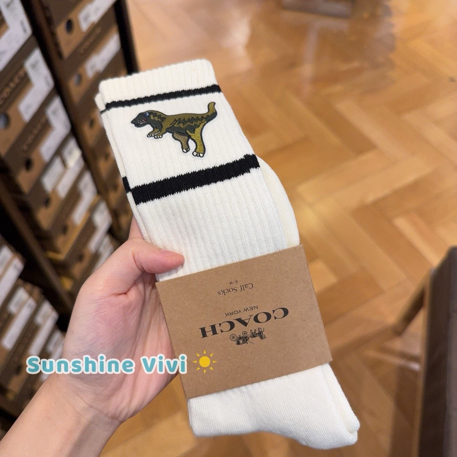Coach NWT Coach Rexy Calf Socks Chalk S/M Unisex CAZ36 Size ONE SIZE - 1 Thumbnail