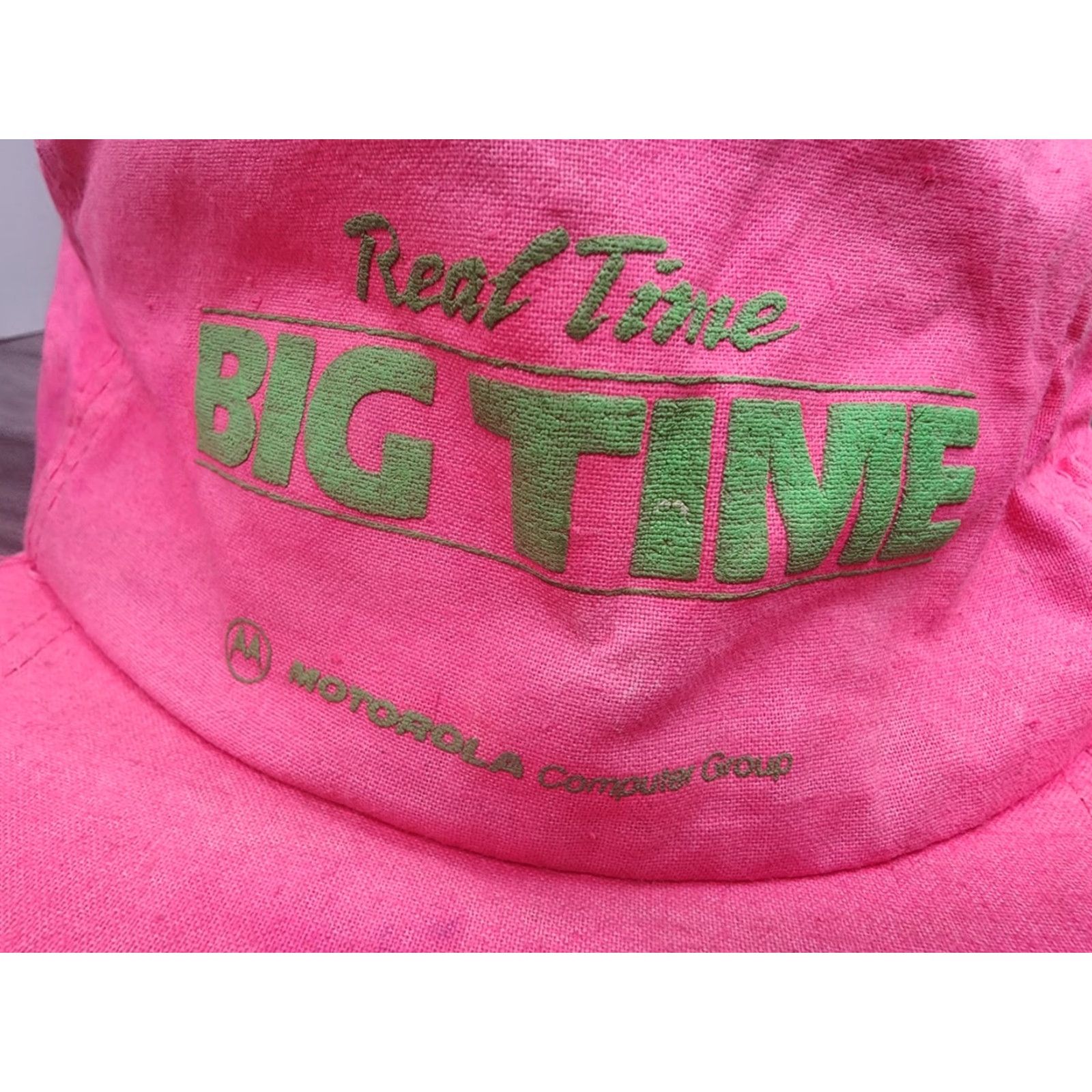Vintage VINTAGE Motorola Real Time Big Time Strap Back Hat Neon Pink Hat Men One Size Pink Baseball Cap Mens Size ONE SIZE - 2 Thumbnail