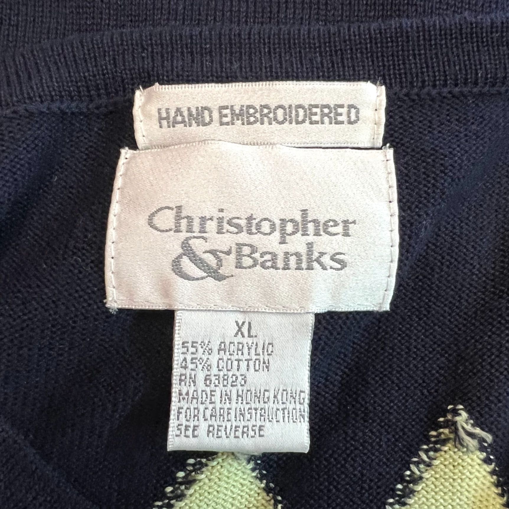 Vintage Christopher & Banks Mens Golf Pullover Short Sleeve Crew Neck Blue Knit Beaded Accents XL Sweater Size US XL / EU 56 / 4 - 7 Thumbnail