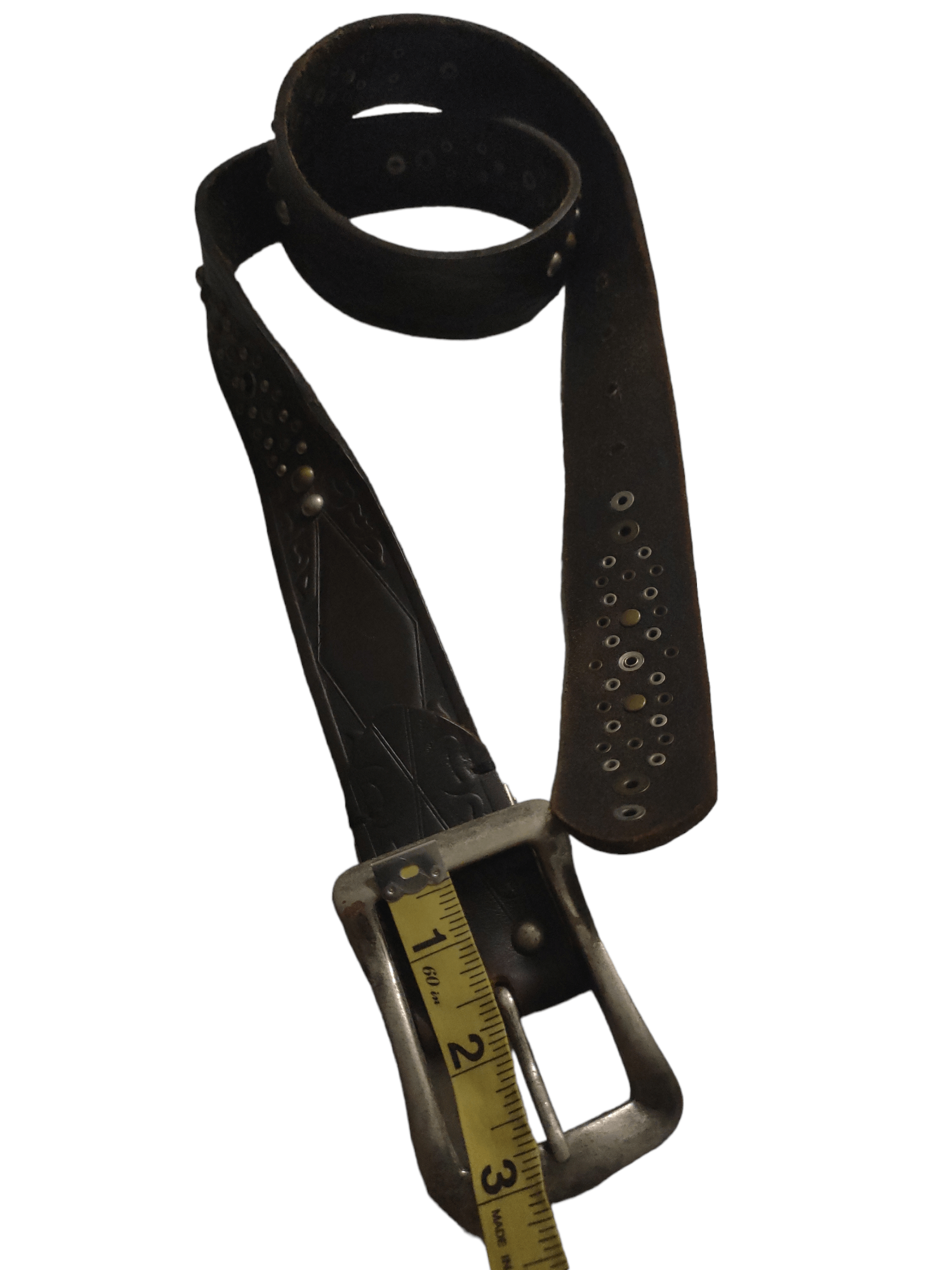 Handmade × Leather Fully Leather Belt Studded x Rare & vintage Size 34 - 5 Thumbnail
