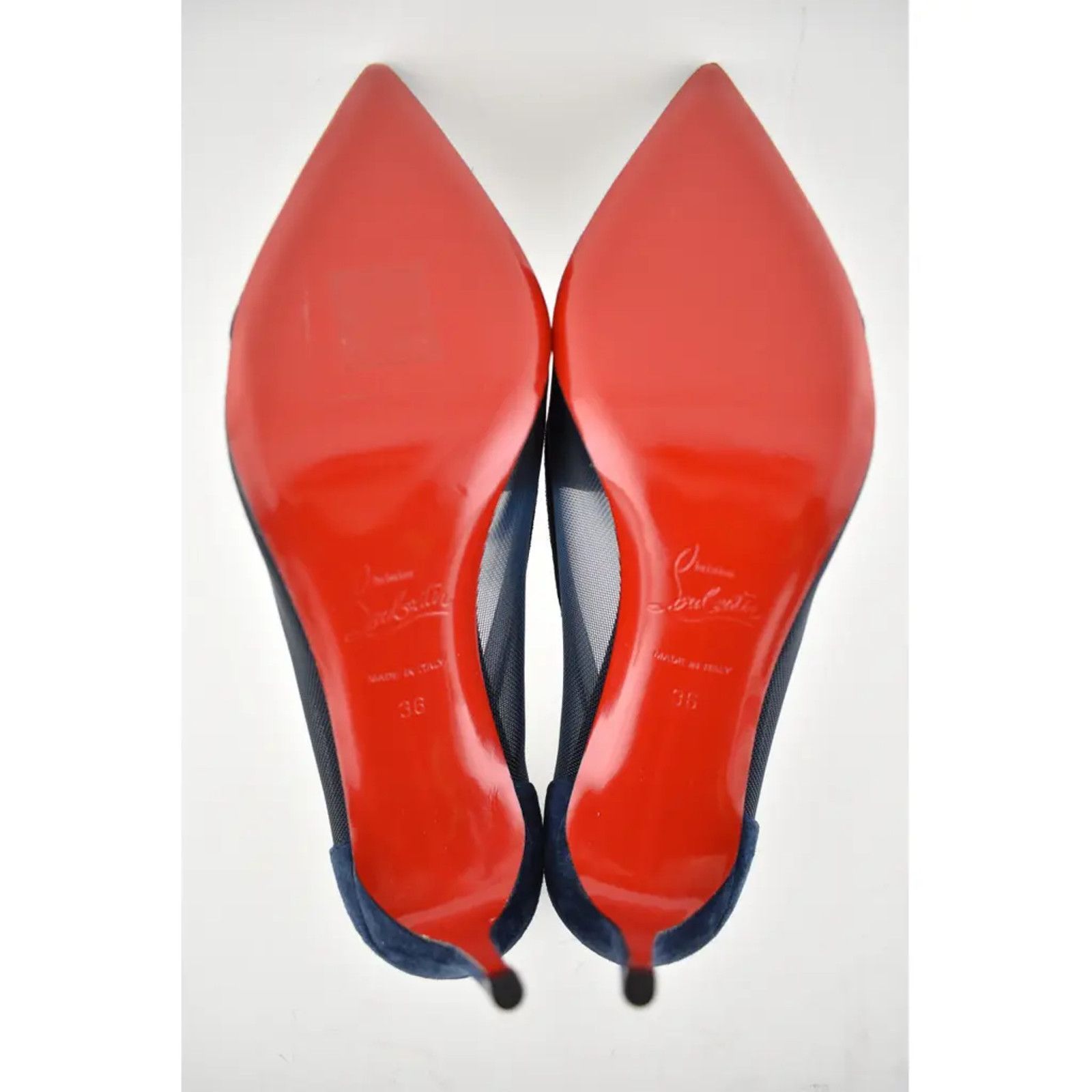 Christian Louboutin Christian Louboutin Galativi 85 Marine Blue Suede Mesh Size US 6 / IT 36 - 12 Thumbnail
