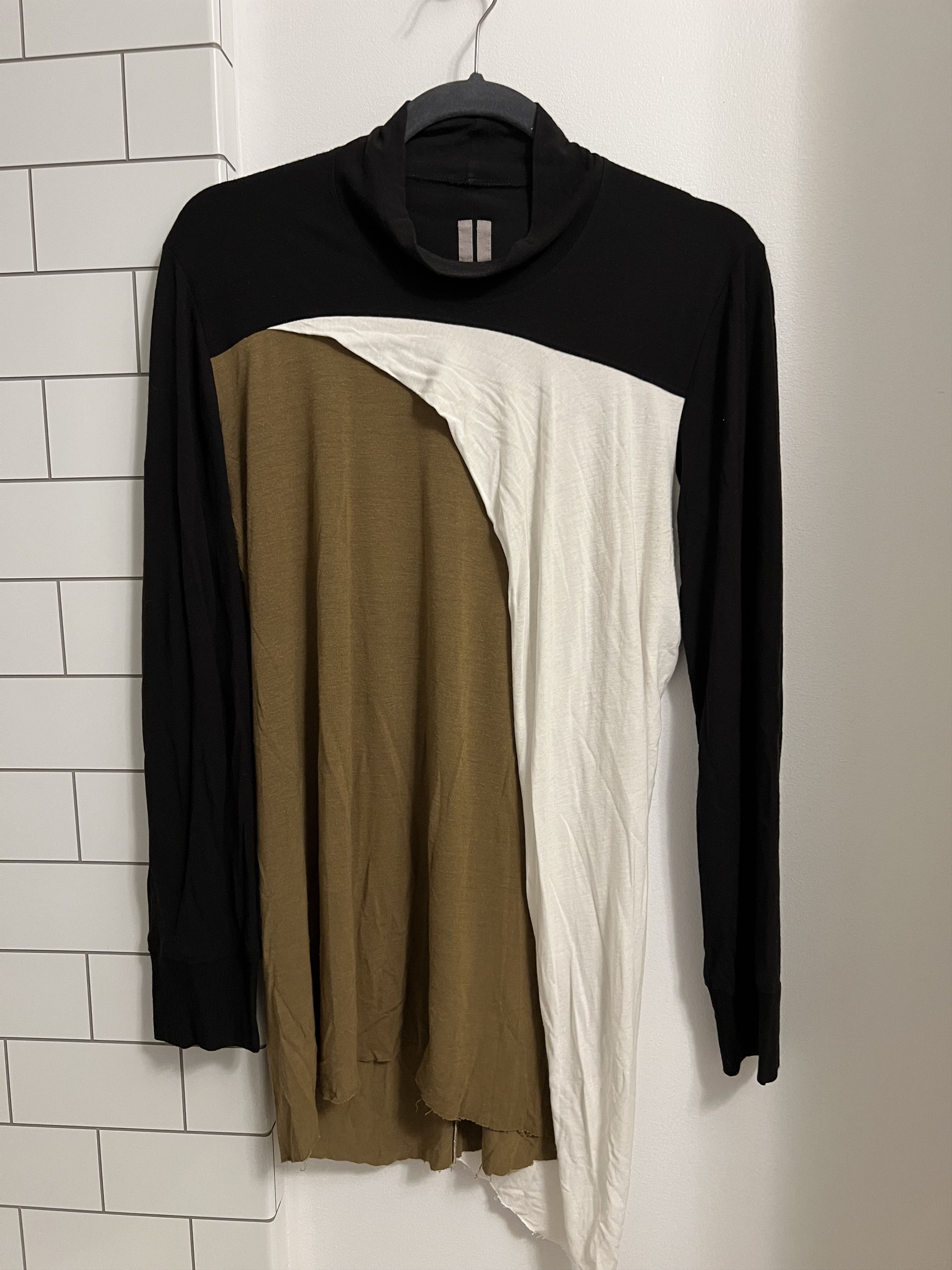 Rick Owens SPHINX FW15 Asymmetrical Top, Mustard Black and White | Grailed