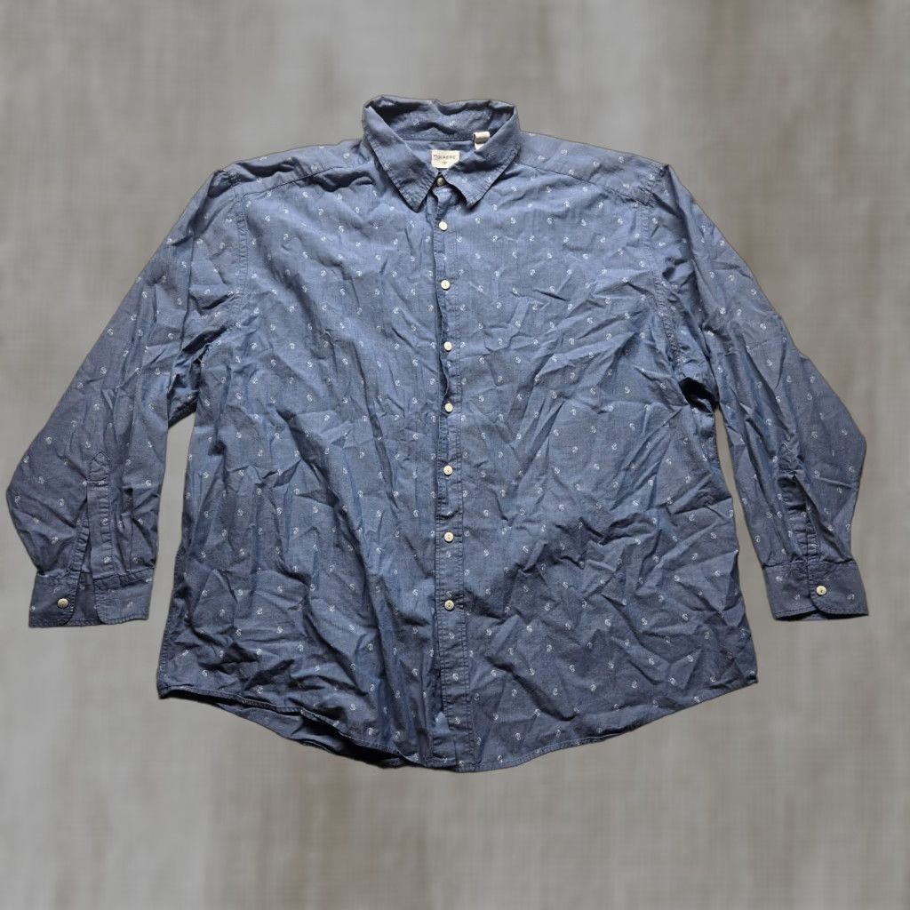 Dockers DOCKERS Shirt Navy Blue Anchor All-Over Print Long Sleeve Button-Up Nautical Men 3XLT Size US XXL / EU 58 / 5 - 1 Thumbnail