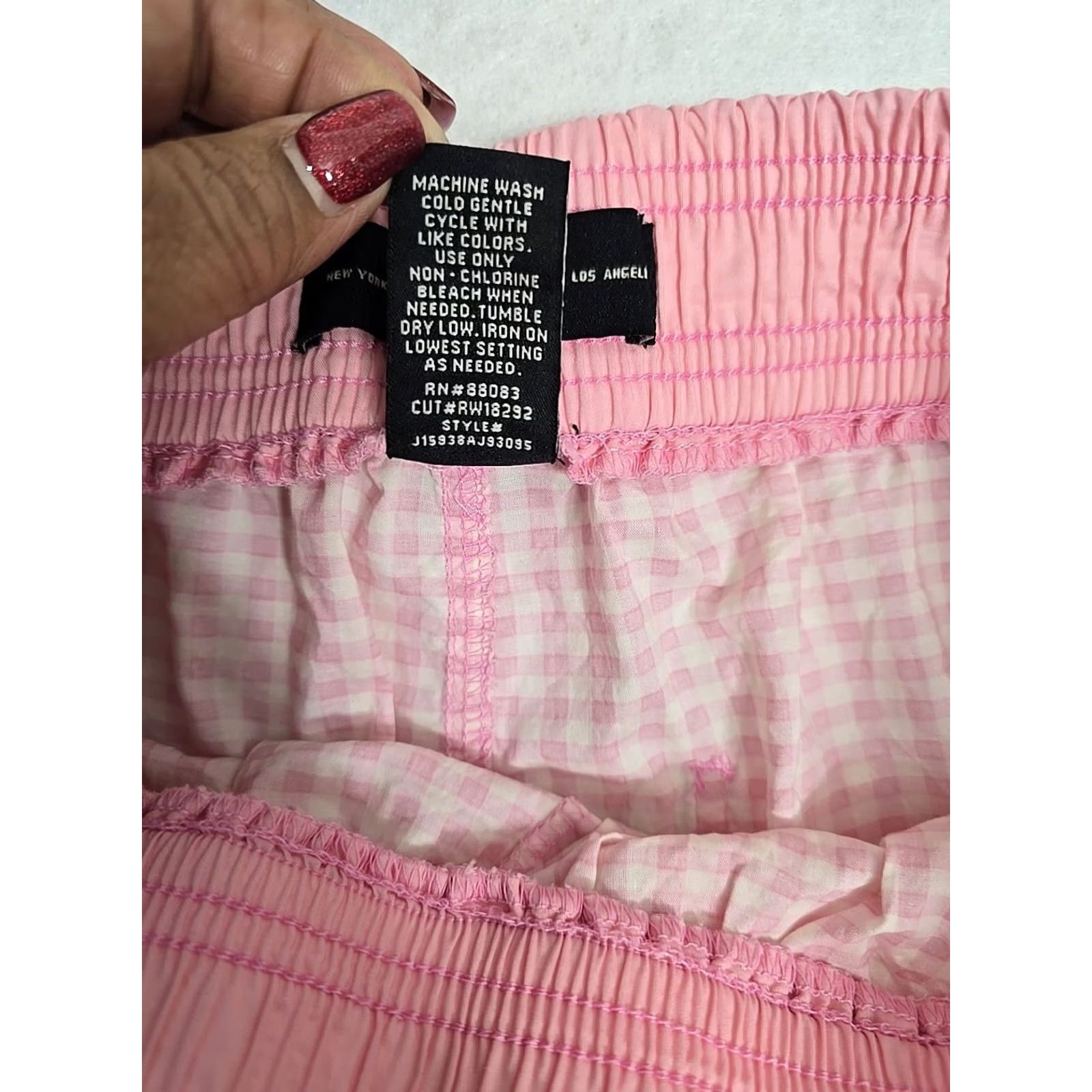 Vintage Rewash Ditsy Shorts Womens Pink Checkered Elastic Waist size L Size 36" / US 14 / IT 50 - 7 Thumbnail