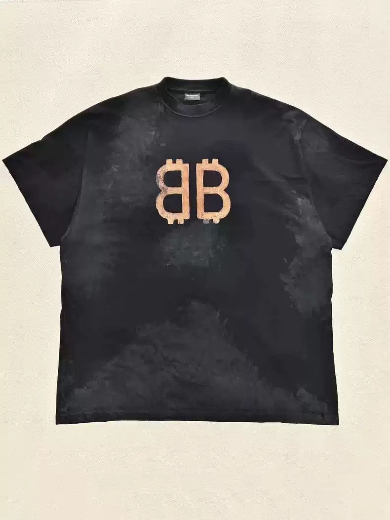 Balenciaga Balenciaga 23FW mud dyed Bitcoin distressed short sleeved T-shirt Size US M / EU 48-50 / 2 - 1 Thumbnail