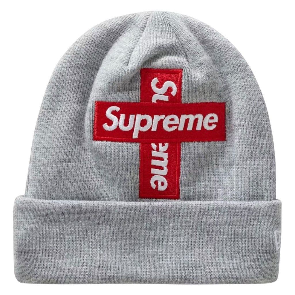 Supreme RARE NEW Supreme New York Cross Box Logo Heather Grey Beanie Size ONE SIZE - 1 Thumbnail