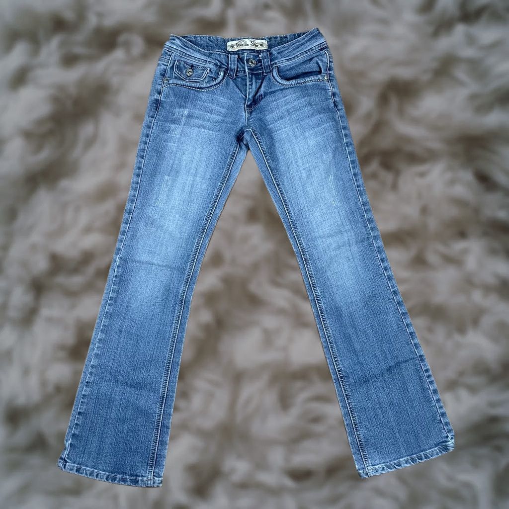 Vintage Vanilla Star Jeans Womens 5 Blue Straight Leg Stretch Low Rise Denim Pants Jeans Straight Leg Women's 5-Pocket Blue Pant Womens Jeans Men? Size 27" / US 4 / IT 40 - 1 Thumbnail