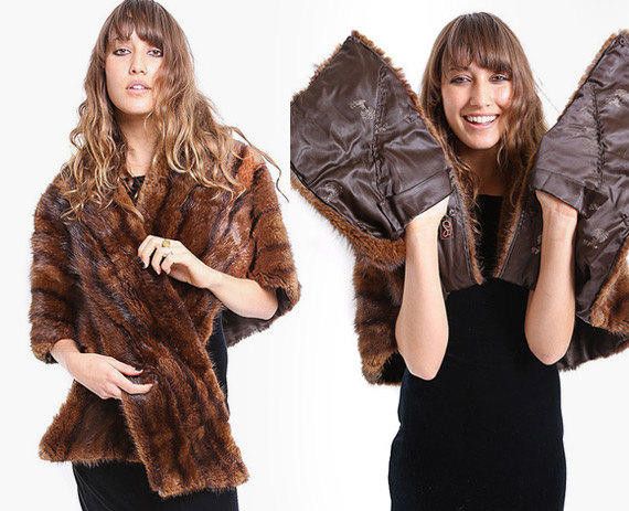 Designer 50's Chocolate Mink Vintage Fur Stole J. Danaskos Vintage Size ONE SIZE - 1 Thumbnail