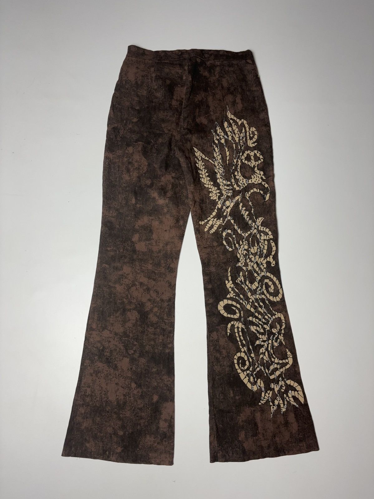 Vintage ITALIAN VINTAGE TIE-DYE AVANT GARDE PRINTED FLARED PANTS Size 27" / US 4 / IT 40 - 2 Thumbnail