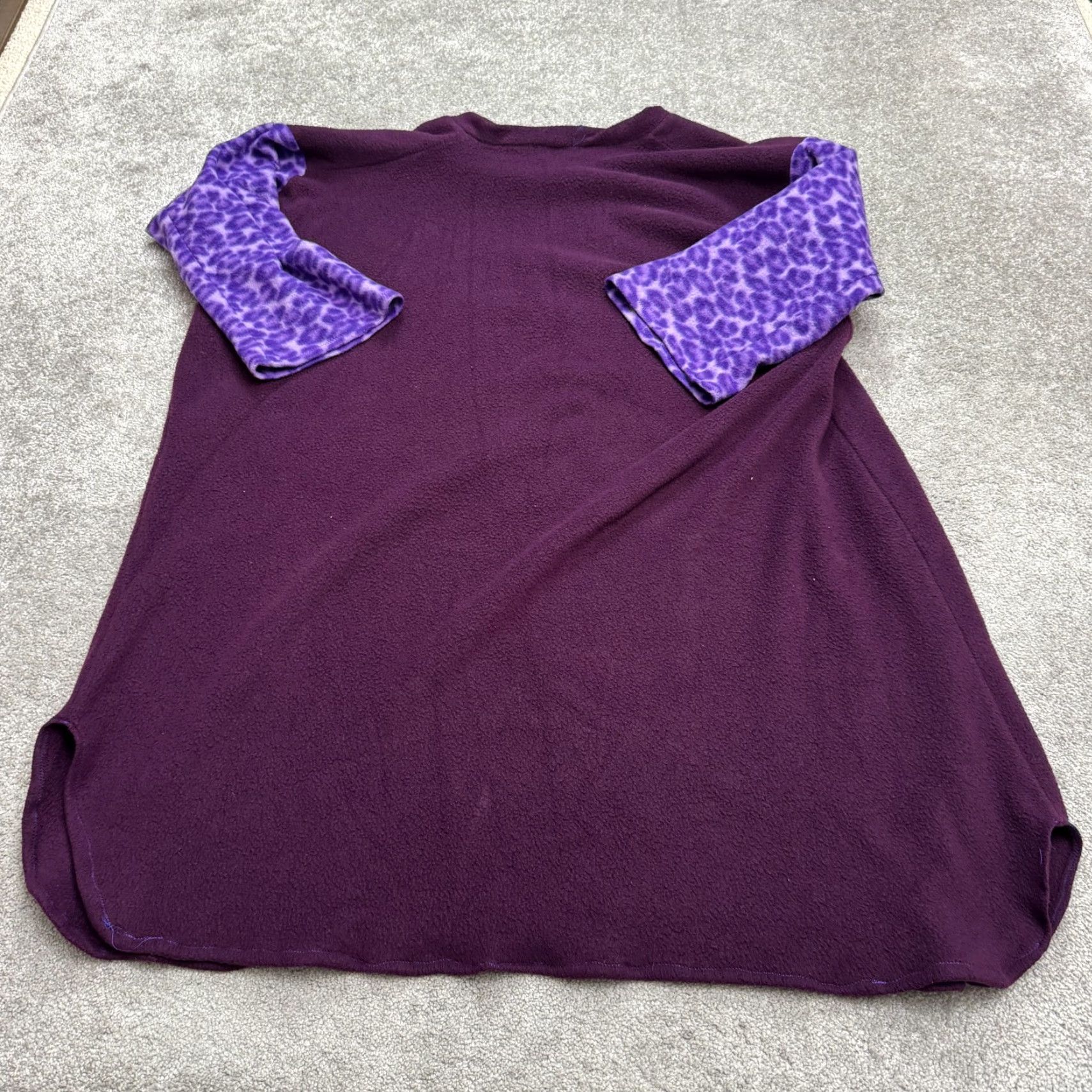 Vintage VINTAGE Y2K Dress Women 2X Purple Leopard Lounge Fleece Tunic Oversized Handmade Size XXL / US 16-18 / IT 52-54 - 2 Thumbnail