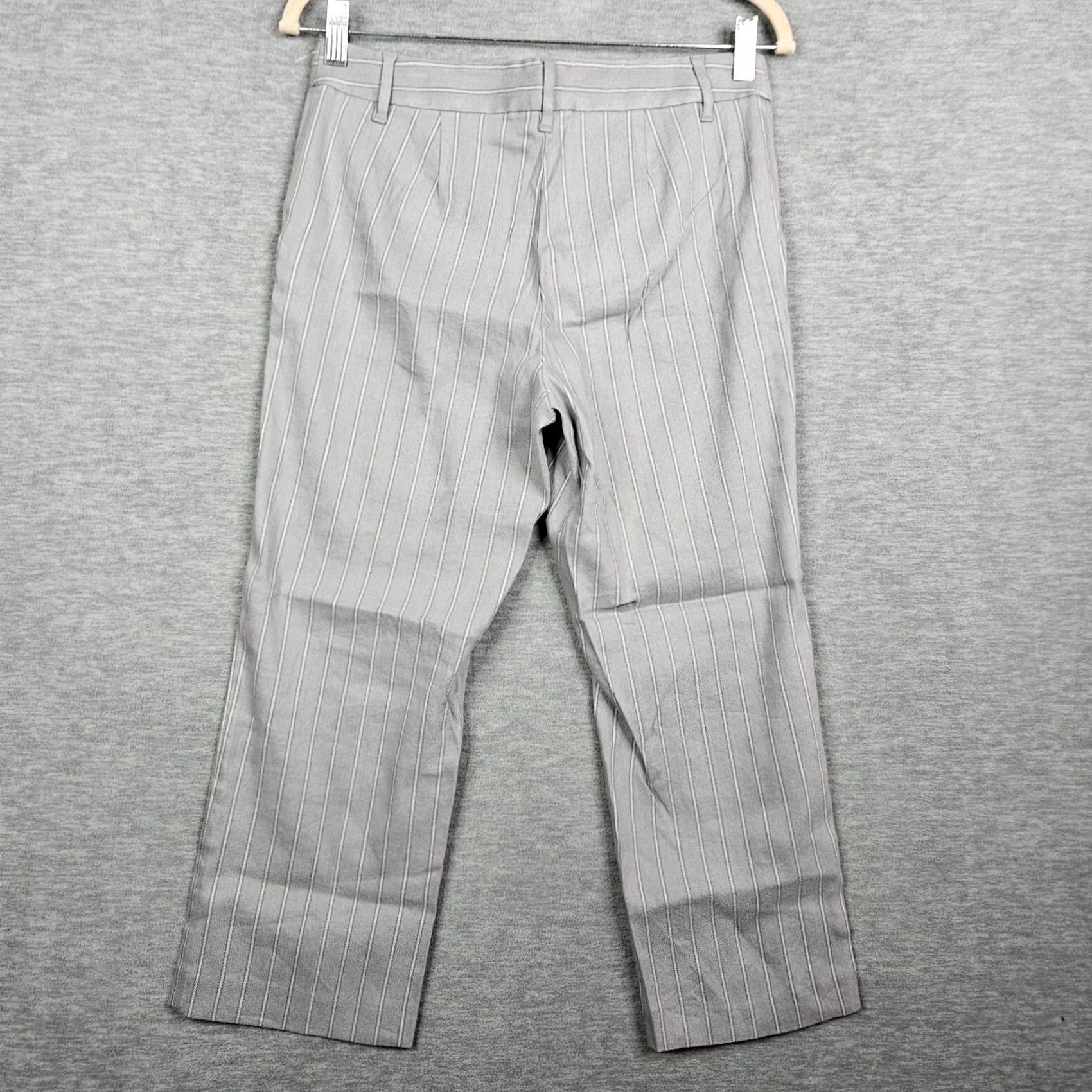 J. Jill J.JILL Linen Stretch Gray Stripes Straight Leg Pant Petite Size 6 NEW Size 28" / US 6 / IT 42 - 2 Thumbnail