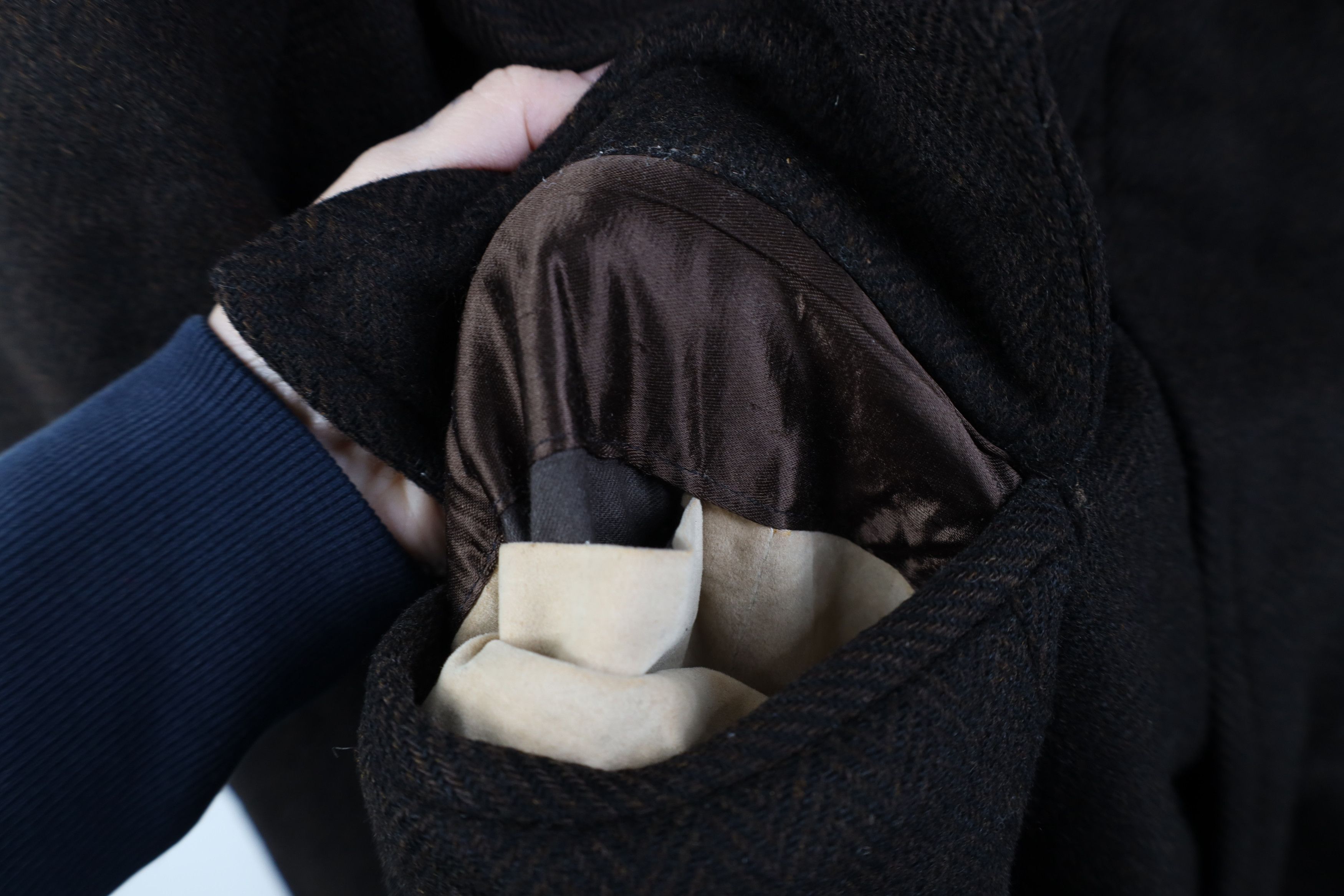 Vintage Vintage 50s Bespoke Herringbone Overcoat Jacket Brown USA Size US XL / EU 56 / 4 - 8 Thumbnail