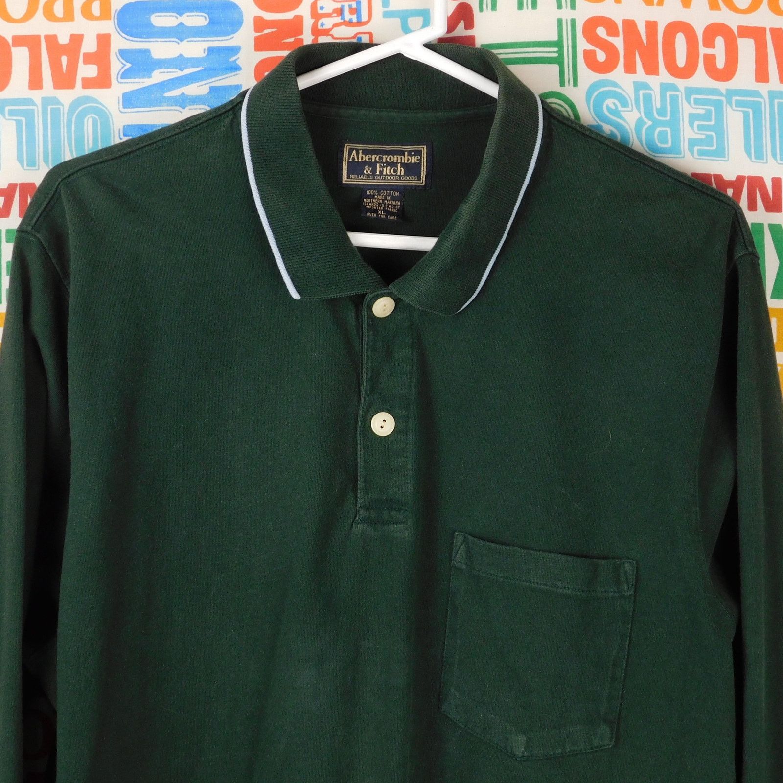 Abercrombie & Fitch 90s A&F Long Sleeve Polo Shirt Forest Green Size XL USA Made Size US XL / EU 56 / 4 - 4 Thumbnail