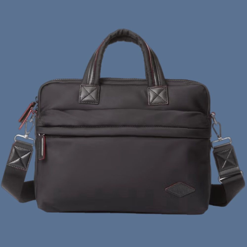 MZ Wallace MZ Wallace Bleeker New York Slim Nylon Briefcase Black Messenger Crossbody Bag Large Men Laptop Bag nylon Black 16”x12”x3” (Pattern: Solid) Size ONE SIZE - 1 Thumbnail