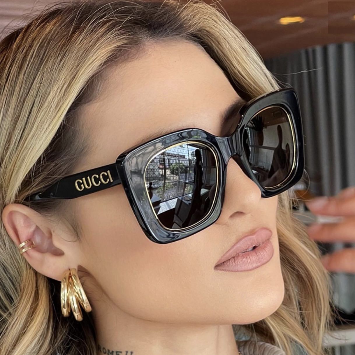 Gucci NEW Gucci GG1151S 001 Cat Eye Oversized Unisex Sunglasses Size ONE SIZE - 15 Thumbnail