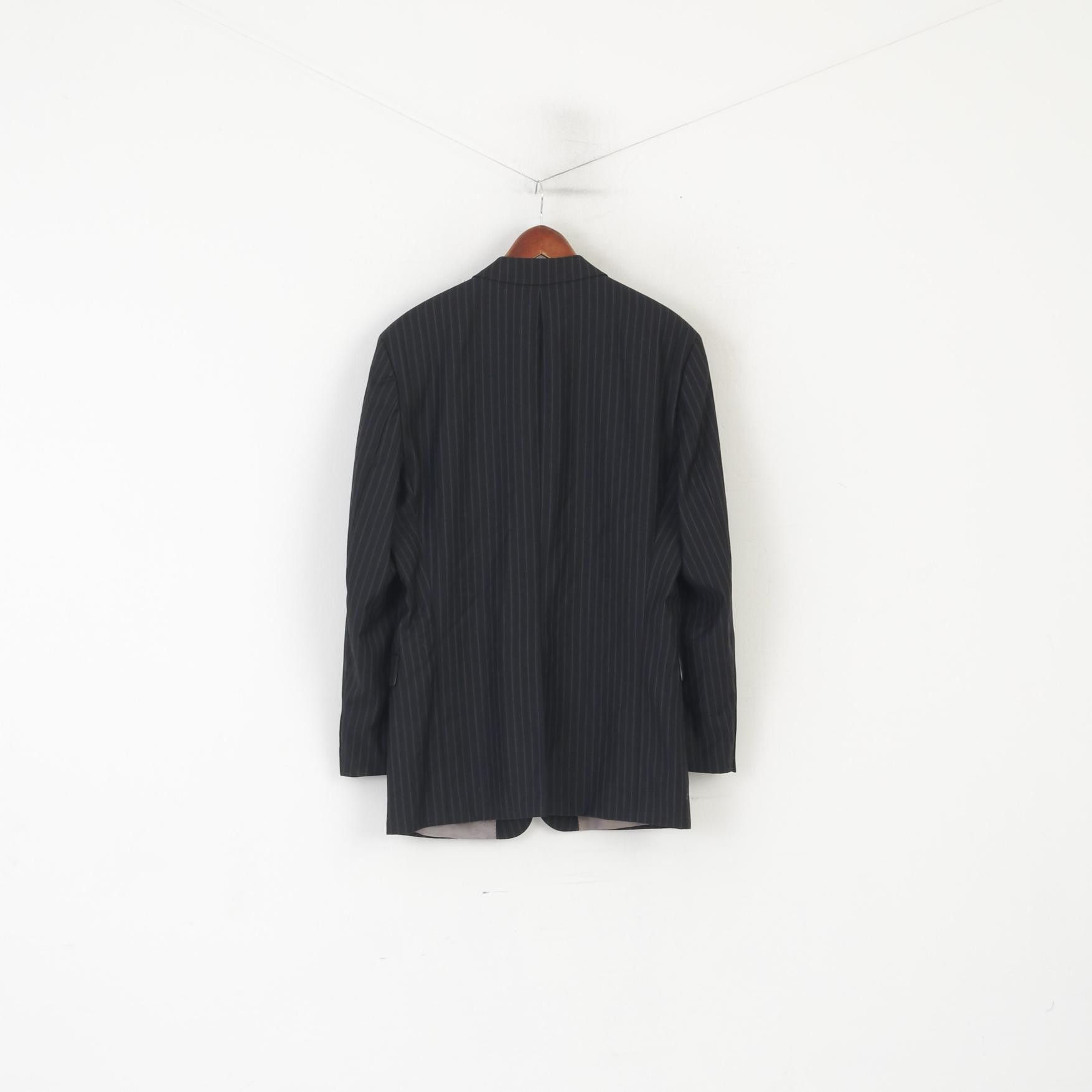 Hugo Boss Hugo Boss Men 54 44 Blazer Black Wool Navy Striped 2575 Size 44R - 8 Thumbnail