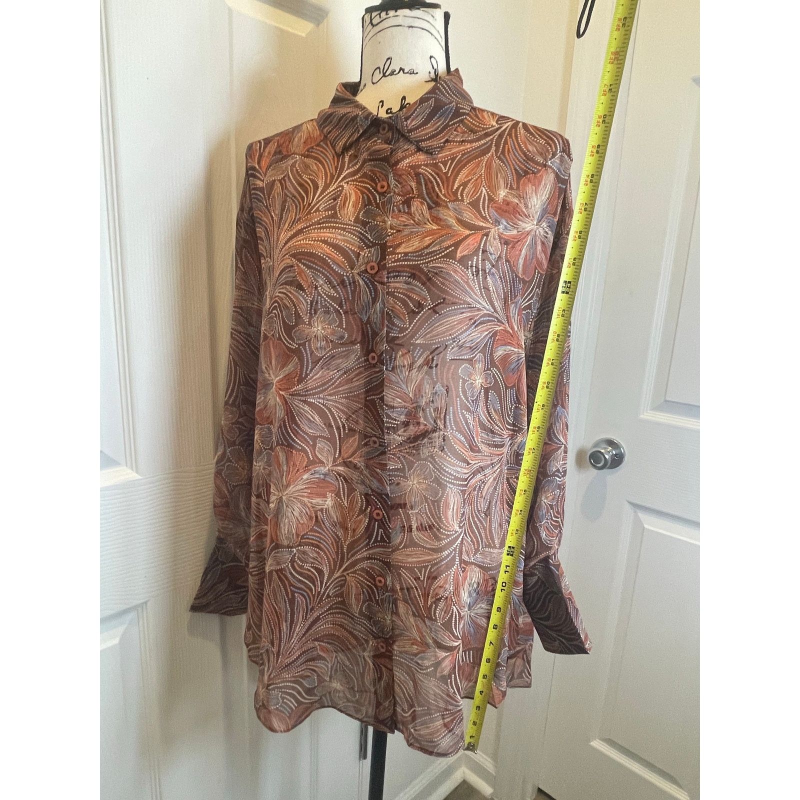 & Other Stories NEW OLIVACEOUS BLOUSE BOHO CHIC OVERSIZED SZ M BROWN FLORAL Size M / US 6-8 / IT 42-44 - 3 Thumbnail