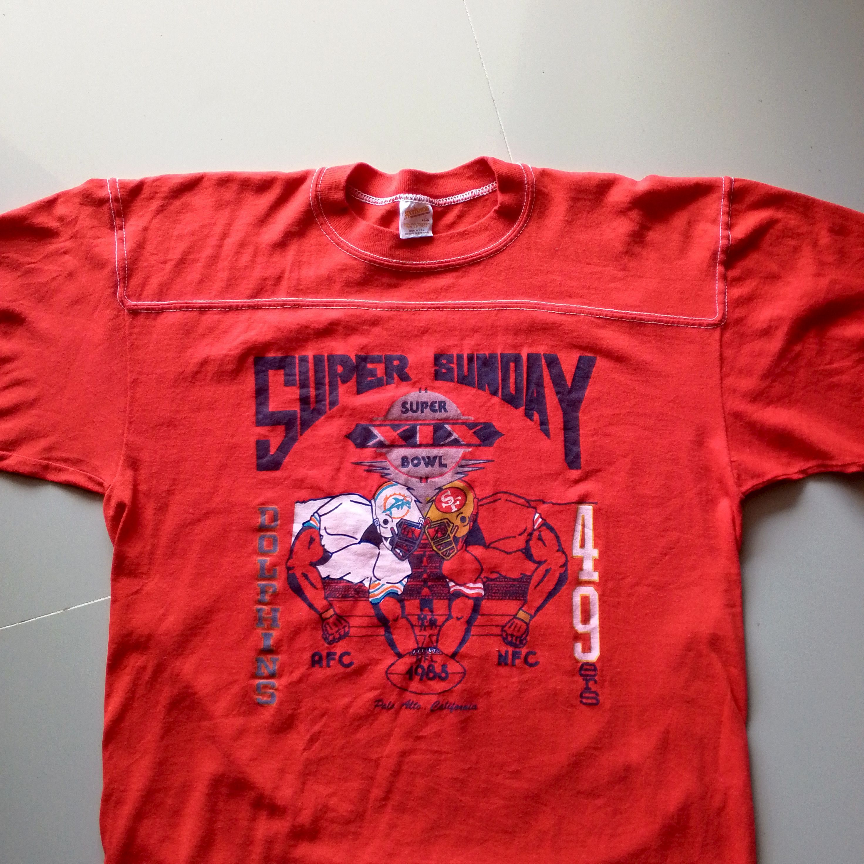 Vintage Vintage 80s Super Sunday 49ers vs Dolphin NFL Size US L / EU 52-54 / 3 - 3 Thumbnail