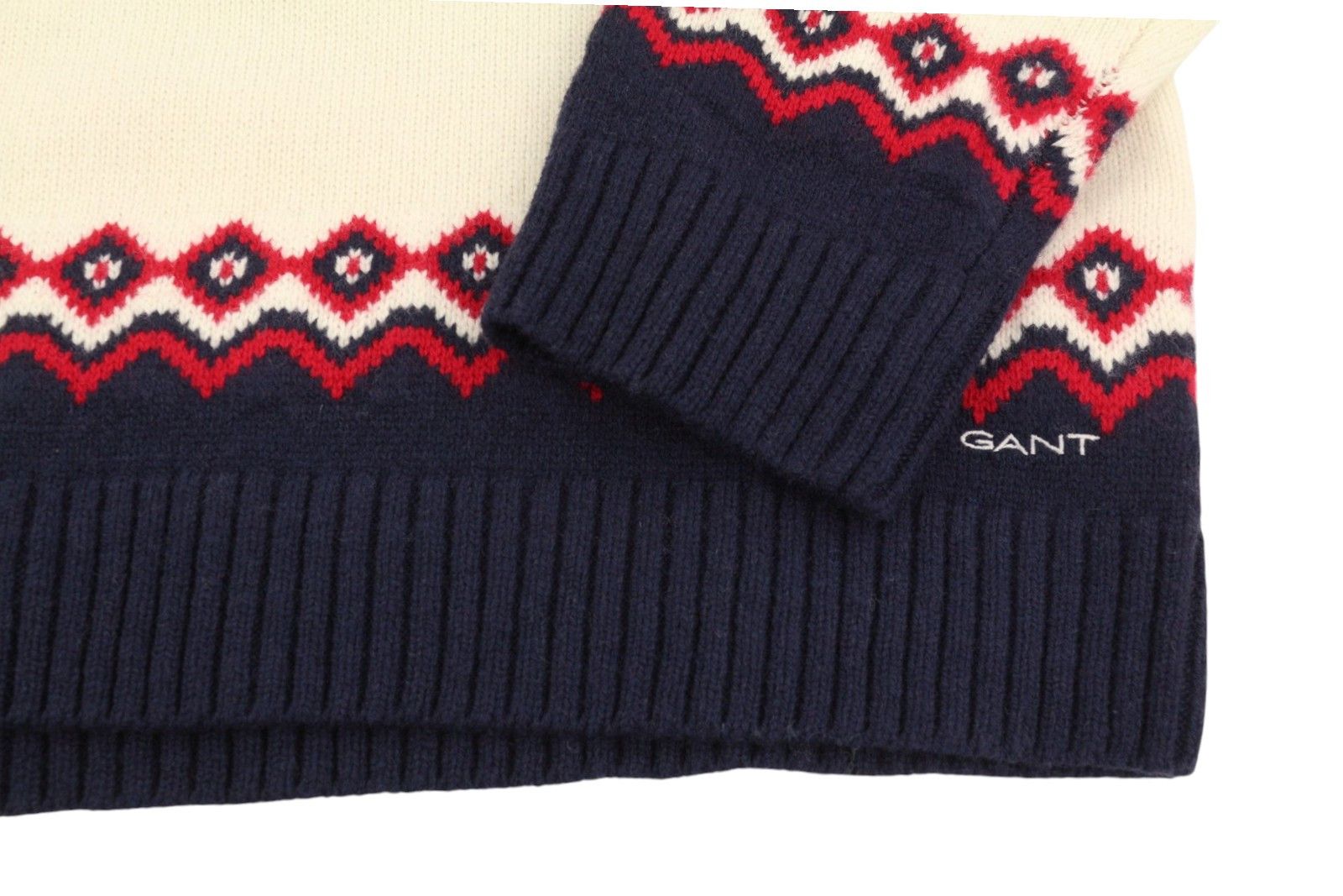 Gant HOLIDAY FAIR ISLE C-NECK XL Cream Lambswool Jumper 87249 Size US XL / EU 56 / 4 - 6 Thumbnail