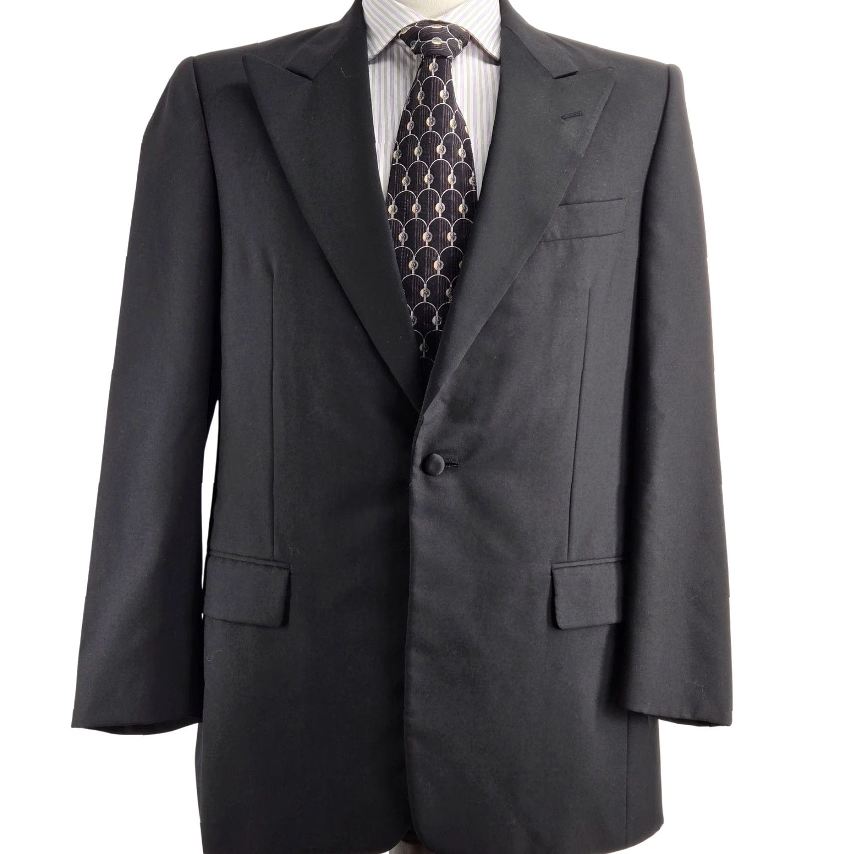 Vintage Hickey Freeman Suit Jacket Mens 40R Black Wool Tweed Single-Breasted One-Button Notch Lapel 2-Piece Classic Fit Capable Formal Business Mens Size 40R - 2 Thumbnail