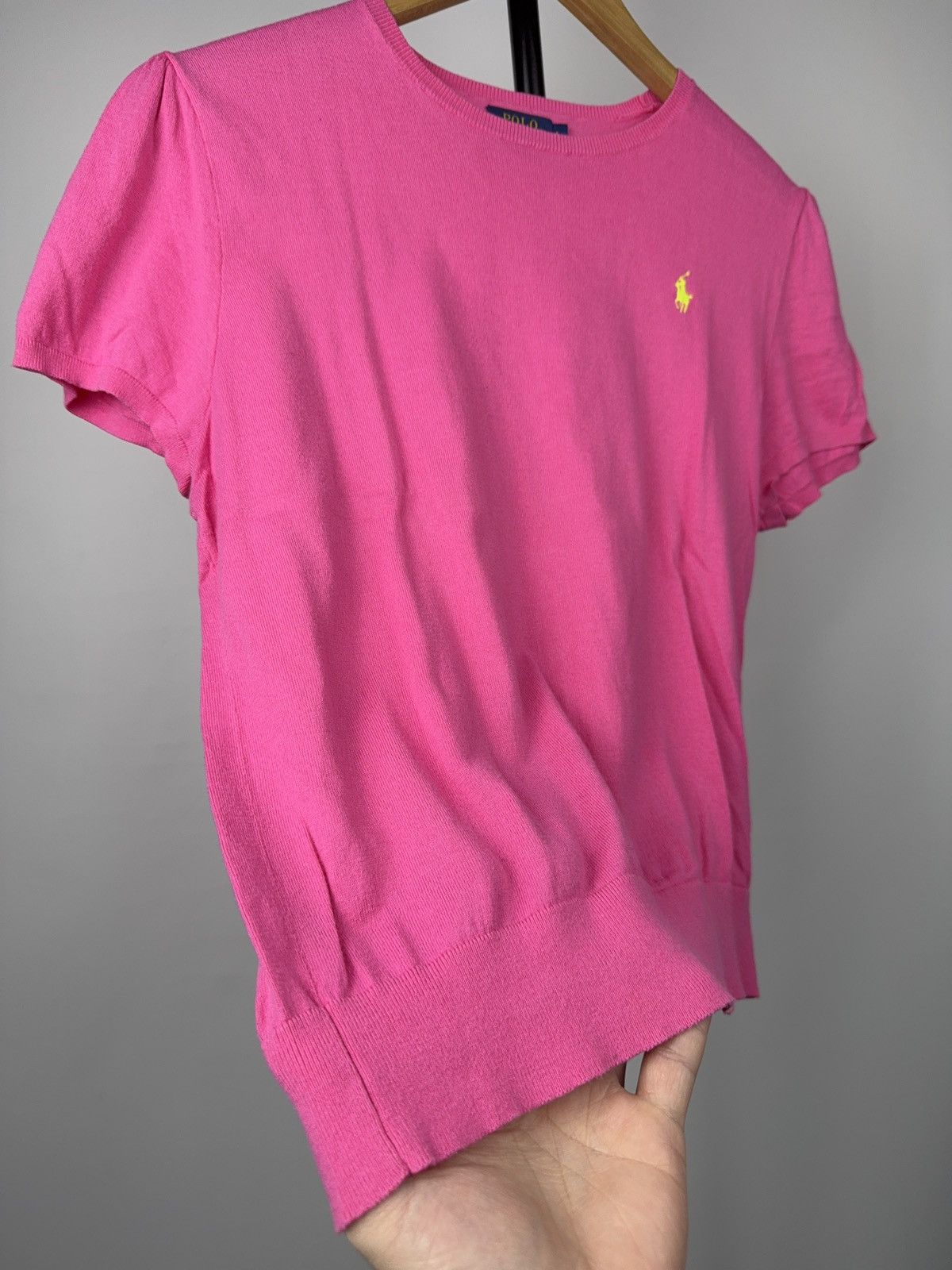 Polo Ralph Lauren Luxury 00s Polo Ralph Lauren Pink Knit Short Sleeve Tee Size L / US 10 / IT 46 - 2 Thumbnail