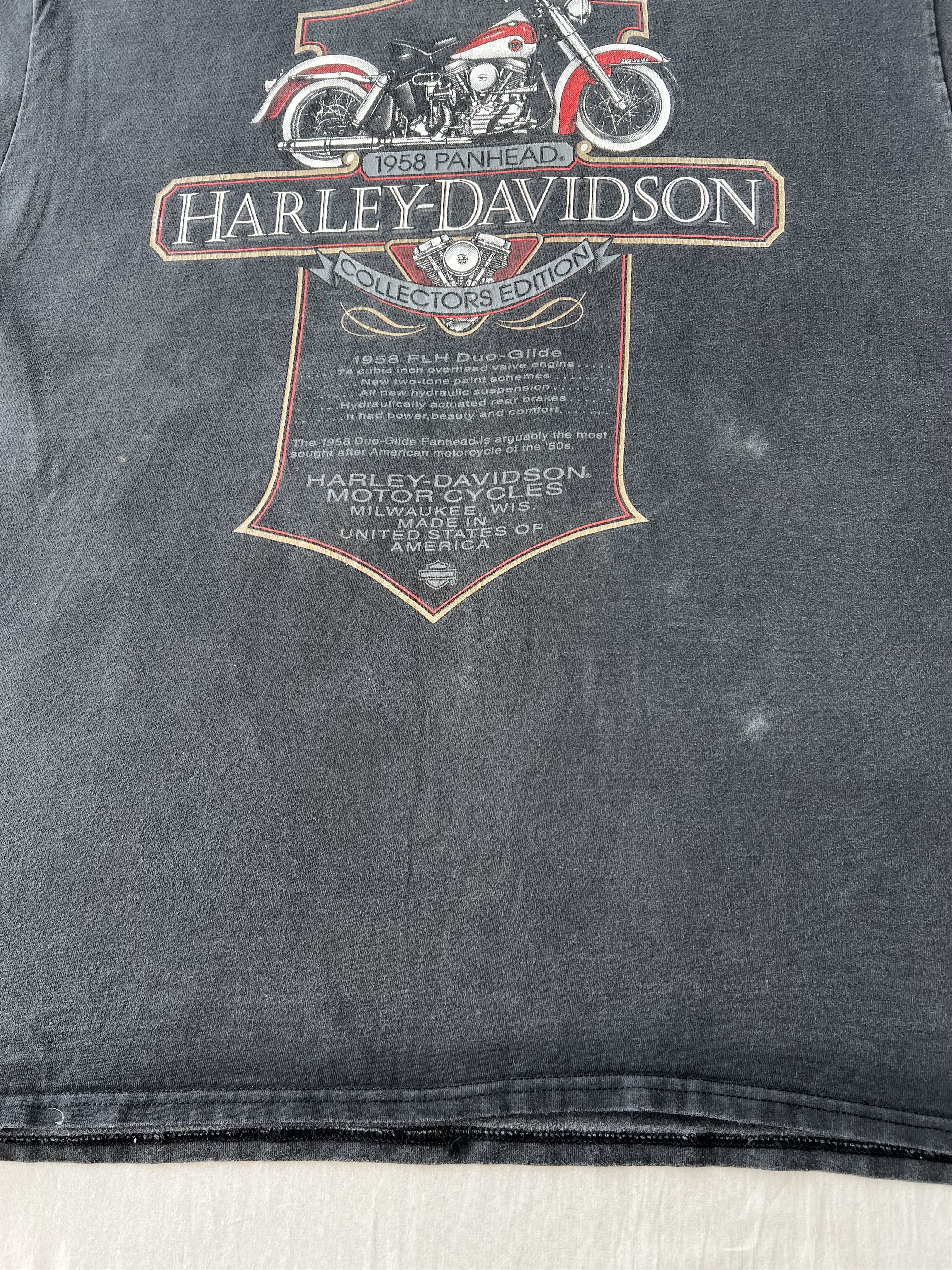 Harley Davidson Vintage 90s Harley Davidson 1958 Panhead Florida Black Tee Size US XL / EU 56 / 4 - 11 Thumbnail