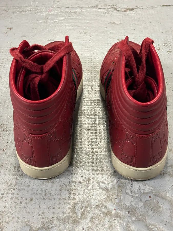 Gucci Gucci Red Leather GG Monogram High Sneakers Size US 7.5 / EU 40-41 - 13 Thumbnail