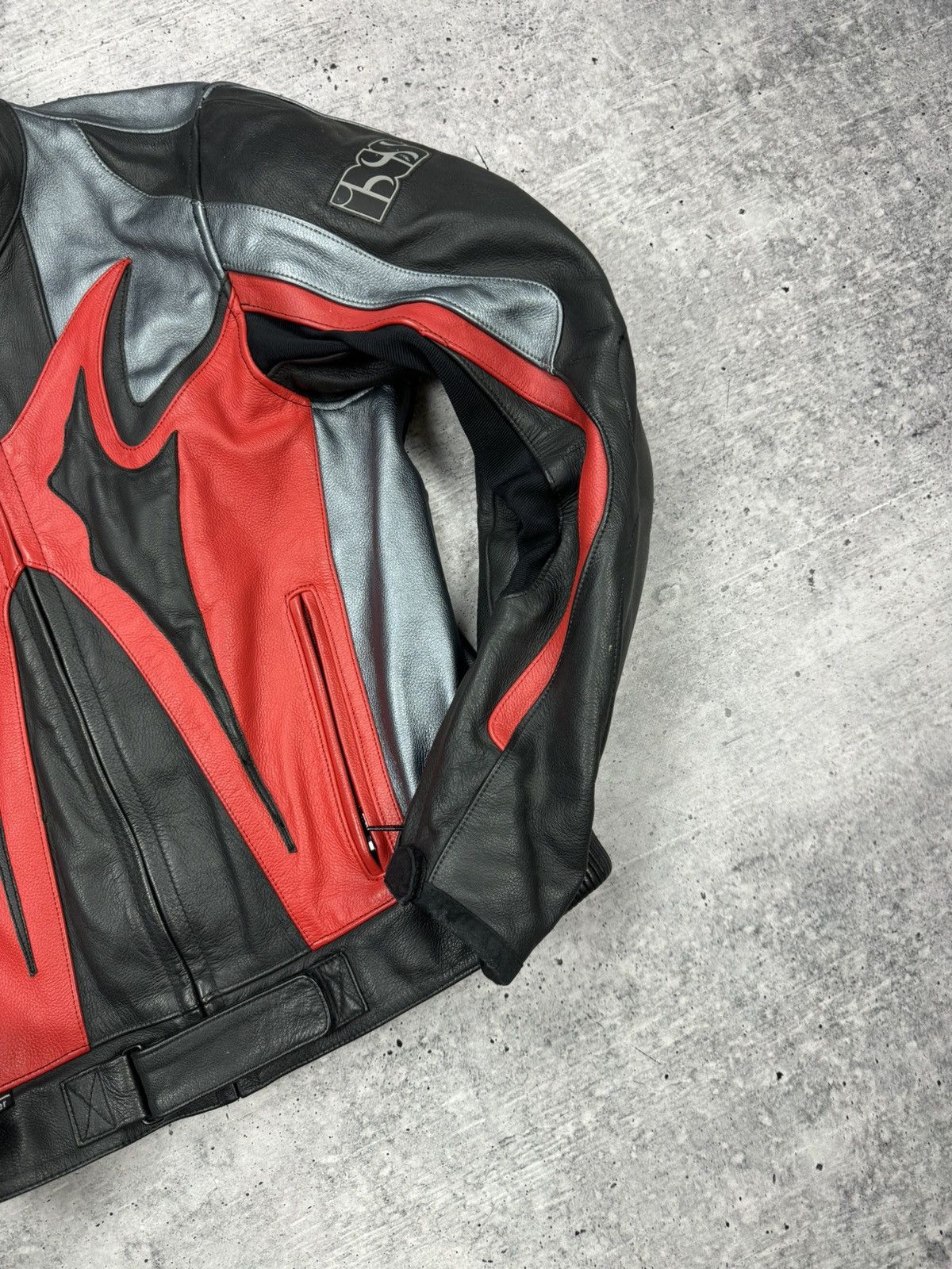 Genuine Leather × Vintage Vintage IXS Y2K Leather Reflective Racing Moto Bomber Jacket Size US M / EU 48-50 / 2 - 5 Thumbnail