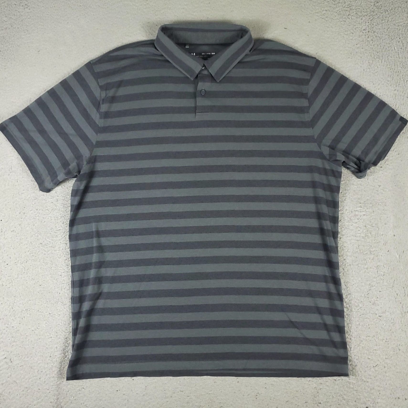 Under Armour Under Armour Polo Shirt Mens 2XL Gray Striped HeatGear Golf Performance Loose Size US XXL / EU 58 / 5 - 2 Thumbnail