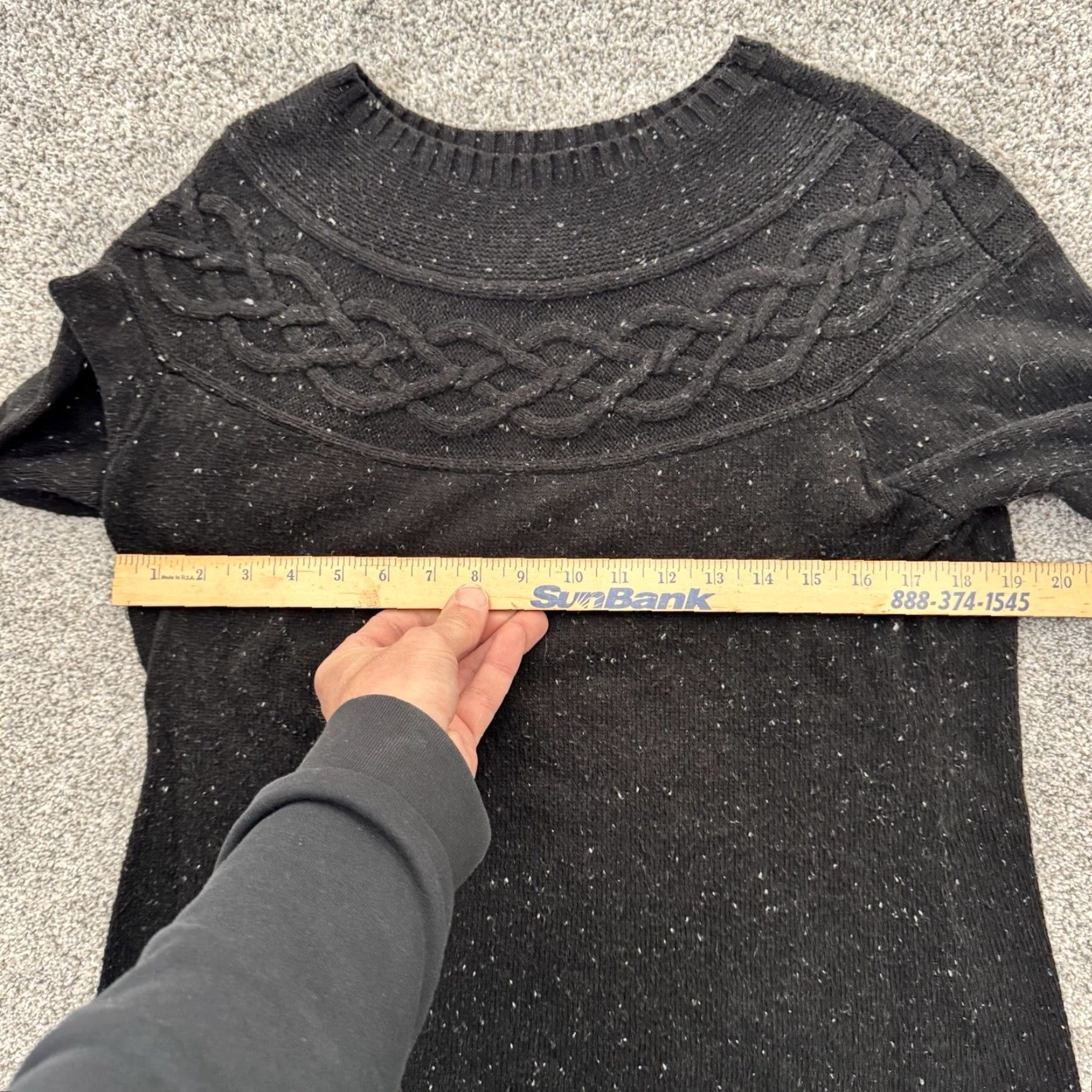 Talbots VINTAGE Talbots Sweater M Petite Black Cable-Knit Speckled Preppy Grandmacore Academia Womens Pullover Long Sleeve Size M / US 6-8 / IT 42-44 - 3 Thumbnail