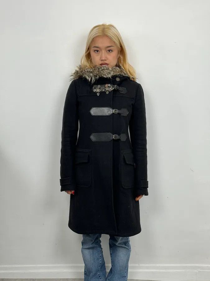 Prada 2000s Prada Fur Hooded Pins Straps Wool Long Jacket Size S / US 4 / IT 40 - 2 Thumbnail