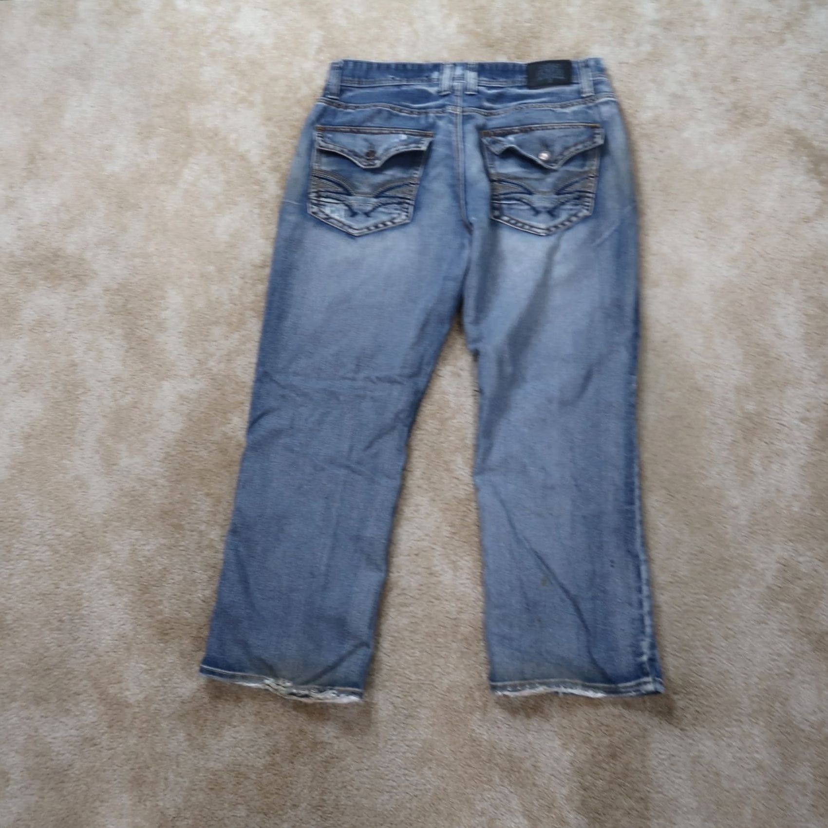 Denime Bailey's Point Bootscut Jeans Men’s 36x30 Denim Blue Distressed 5-Pocket Regular Cotton Bag Shape? Size US 36 / EU 52 - 6 Thumbnail