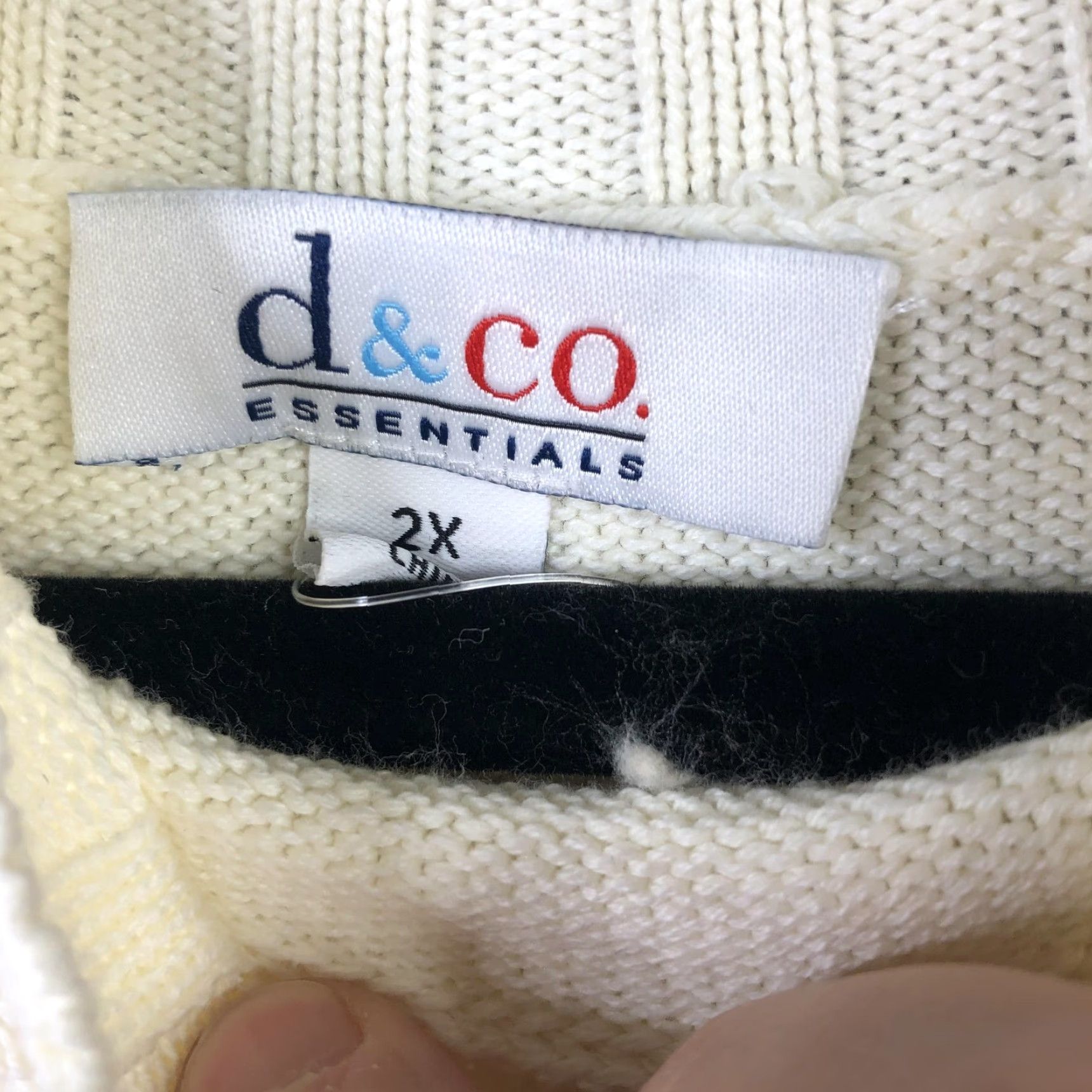 Essentials D&Co. Essentials Sweater Womens 2X Mock Neck Side Slit Pullover Ivory Knit Size XXL / US 16-18 / IT 52-54 - 3 Thumbnail