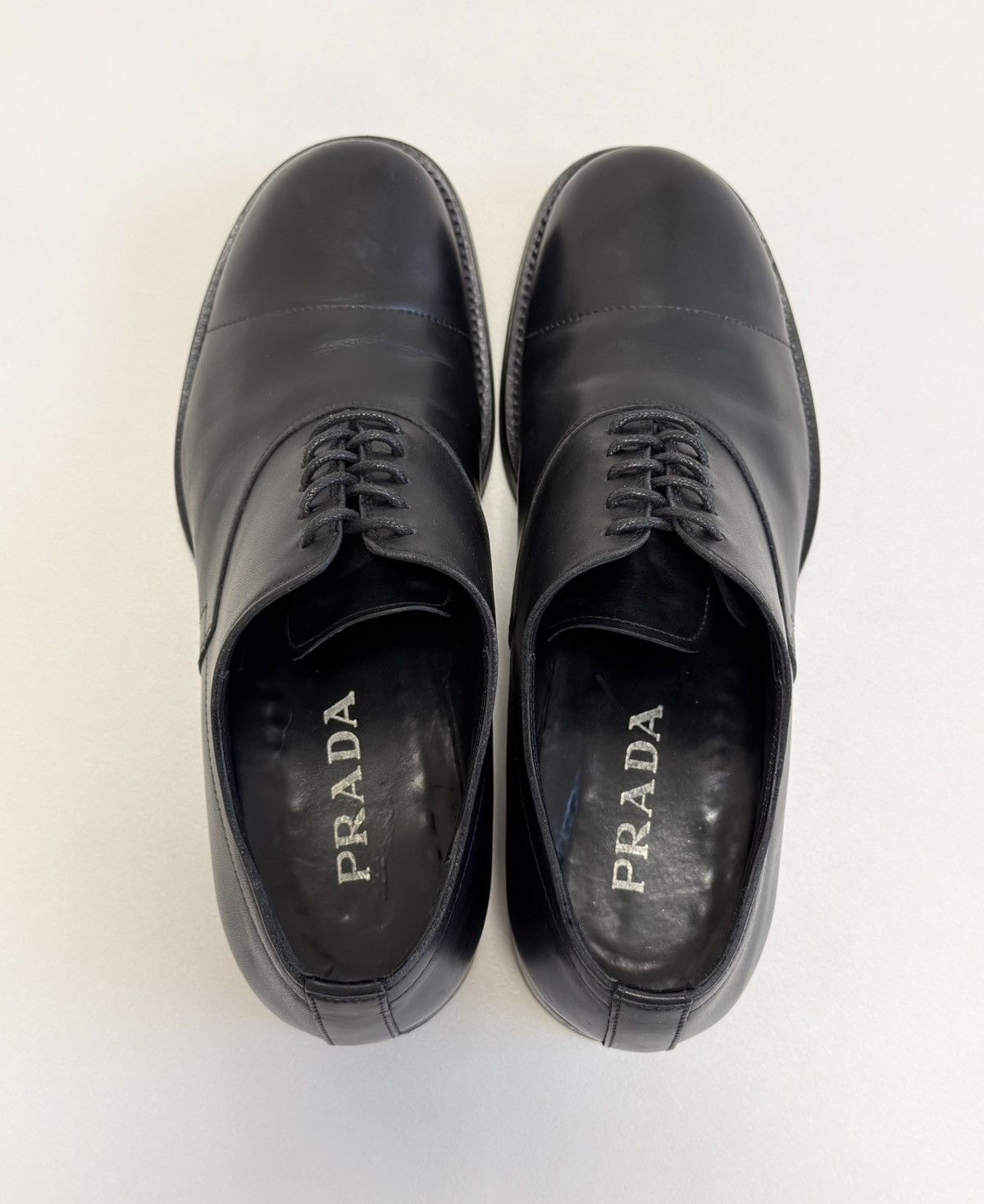Prada Mid 2000s Black Leather Derby Shoes Size US 8 / EU 41 - 11 Thumbnail