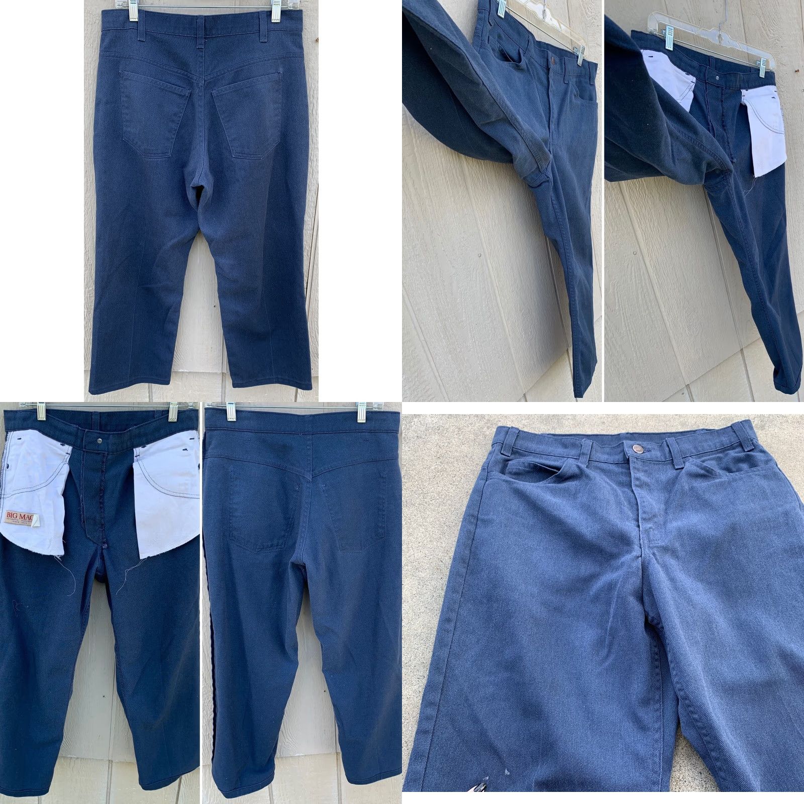 Vintage VINTAGE Big Mac workwear blue 5 pocket pants Mens 33 32 1/2” x 24” Flat Front Belt Loops Zip Inseam 29 5-Pocket Design Size US 33 - 8 Thumbnail