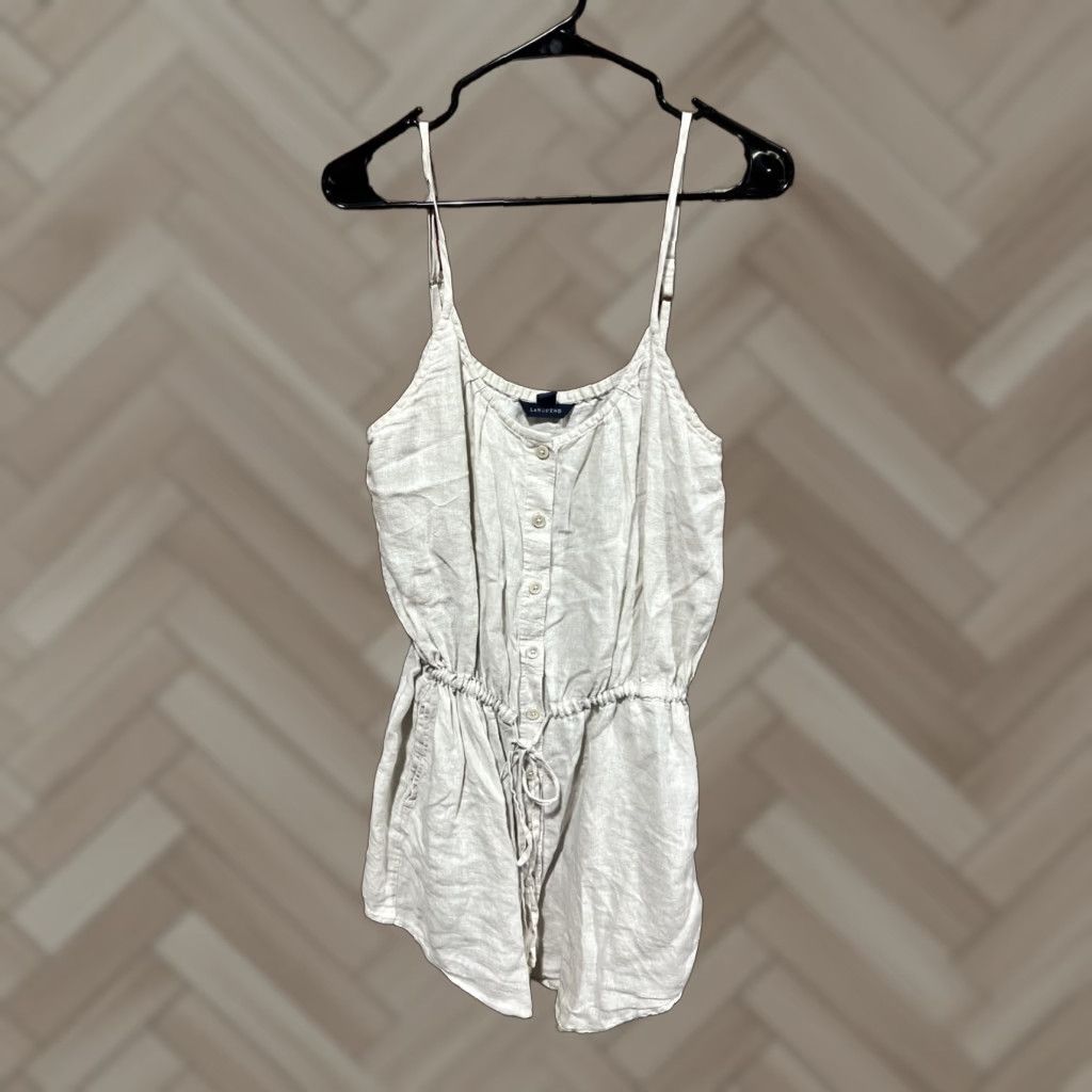 Lands' End Lands’ End Shirt Dress 100% Linen Button Up Mini Dress Tunic M Beige Boho Hippie Minimalist Vintage No Size M / US 6-8 / IT 42-44 - 1 Thumbnail