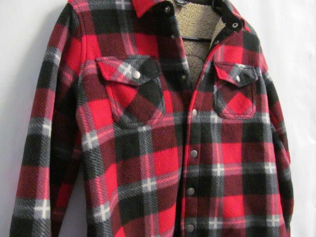Designer Men's Sherpa-Lined Red Plaid Flannel Shirt Jacket Size US XXS / EU 40 - 4 Thumbnail