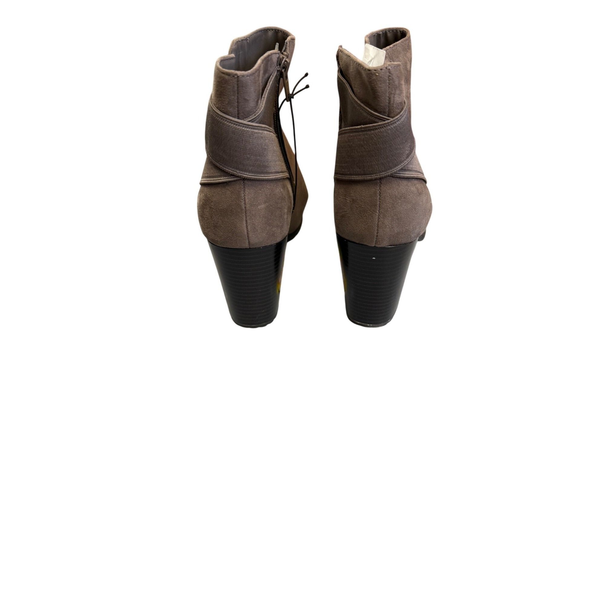 Other Brown Faux Suede Ankle Boots With Chunky Heel & Side Zipper Size US 11 / IT 41 - 5 Thumbnail