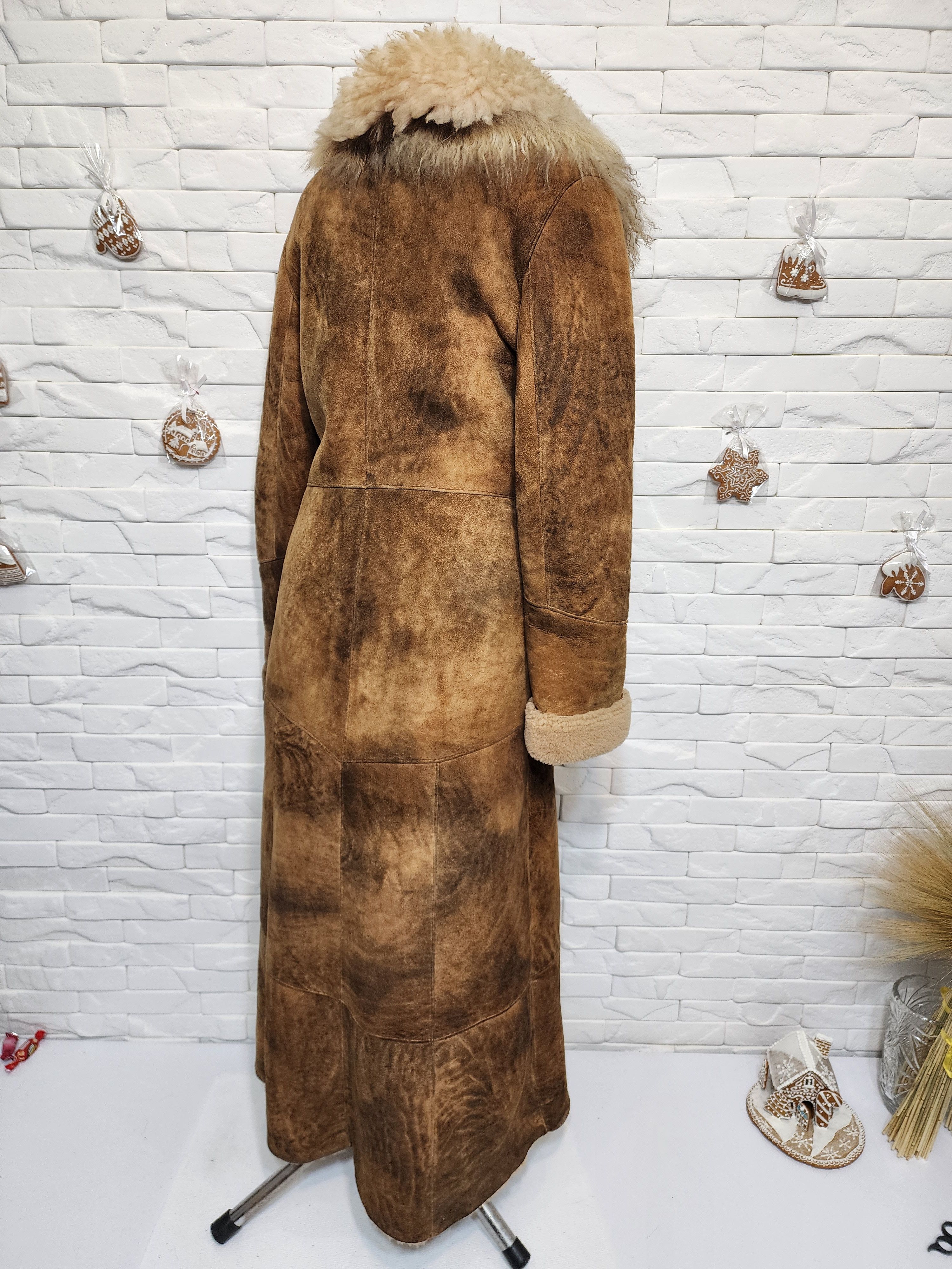 Furla Brown Sheepskin Coat: Vintage Leather Winter Outerwear Size L / US 10 / IT 46 - 5 Thumbnail