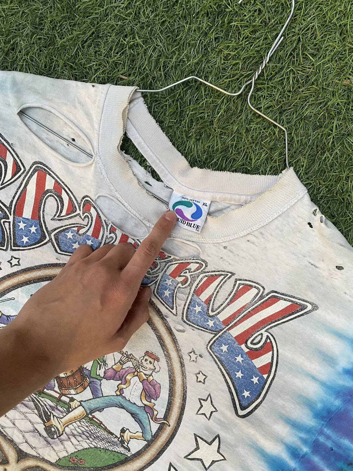 Band Tees VTG 1993 WAVE THAT FLAG GRATEFUL DEAD TIE-DYE SHIRT Size US XL / EU 56 / 4 - 3 Thumbnail