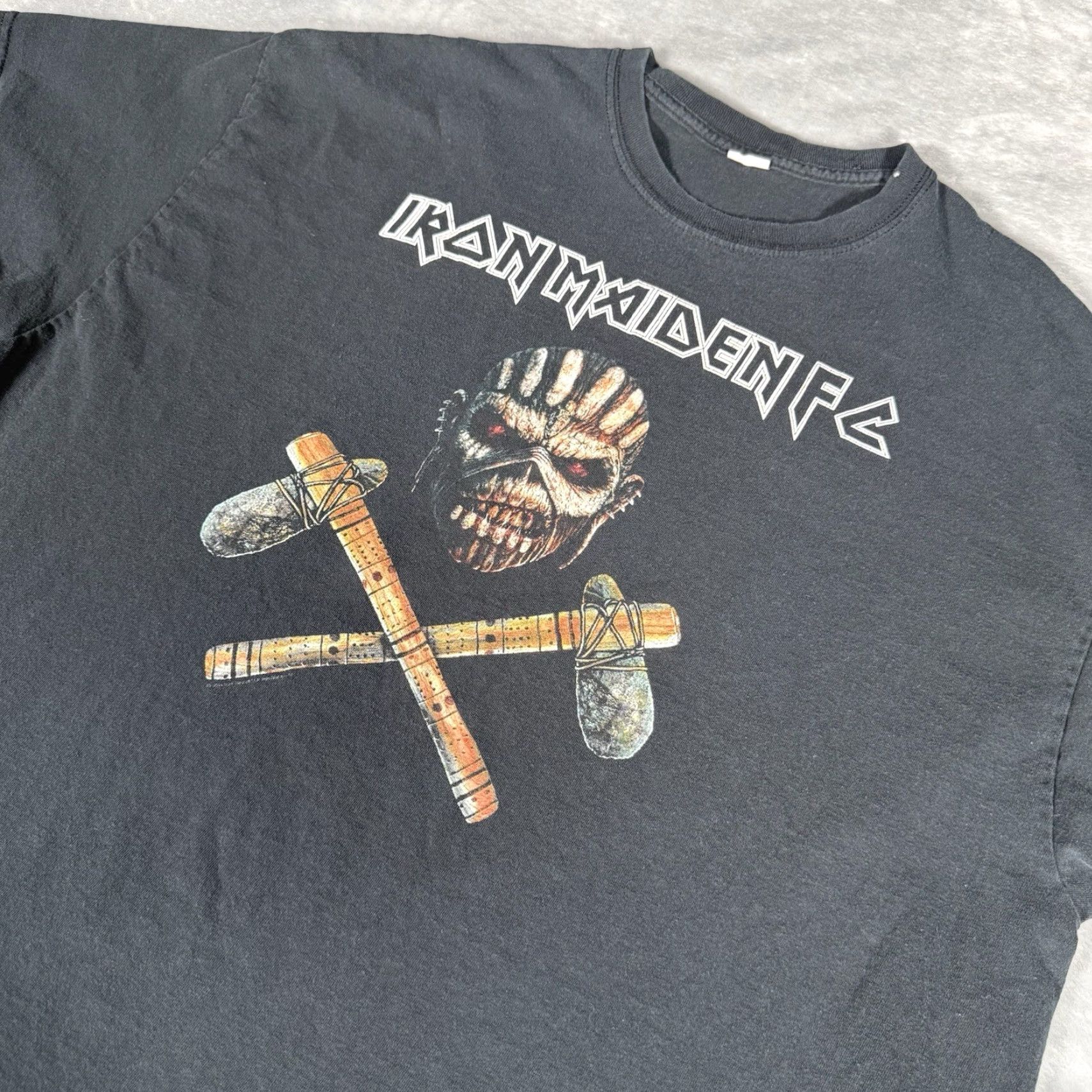 Vintage VINTAGE Iron Maiden Fan Club T Shirt Mens 2XL Faded Black Y2K Graphic Print Crew Neck Short Sleeve Cotton Rock Band Logo Decade 2000s Mens Size US XXL / EU 58 / 5 - 2 Thumbnail
