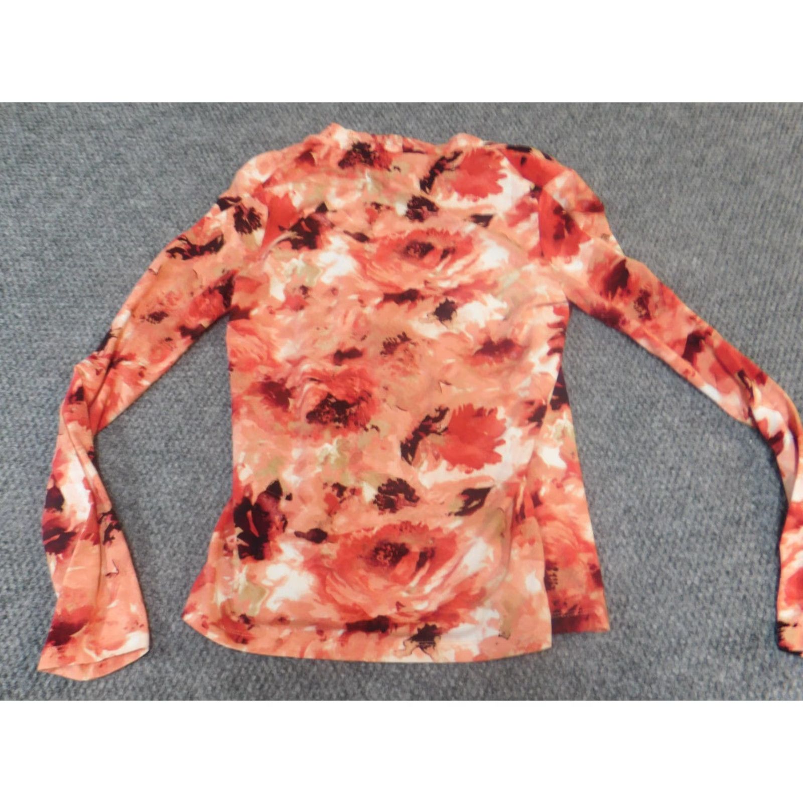 Jones New York Jones New York Womens Blouse Small orange floral Button Pullover V-Neck Cap Sleeve Casual Stretch Regular Polyester Rayon Vintage No Size S / US 4 / IT 40 - 7 Thumbnail