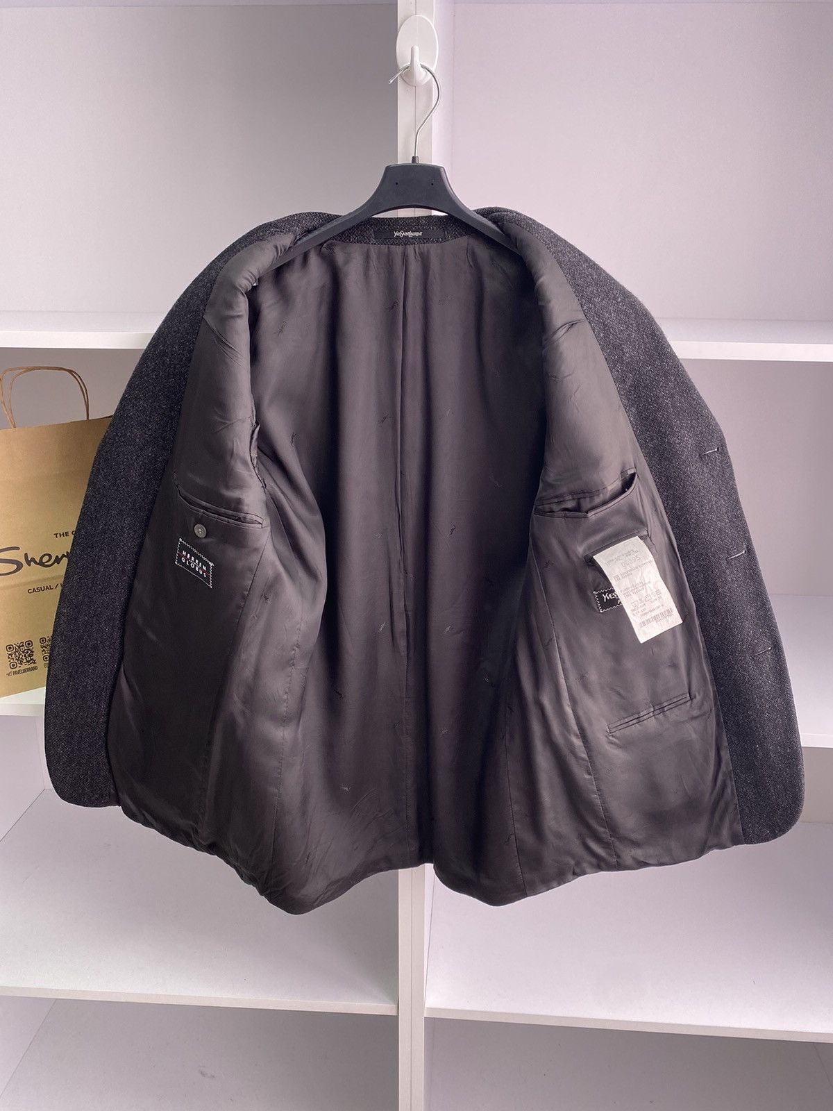 Designer × Vintage × Yves Saint Laurent Vintage YSL Yves Saint Laurent Men's Wool Tweed Suit Jacket Size 40L - 11 Thumbnail