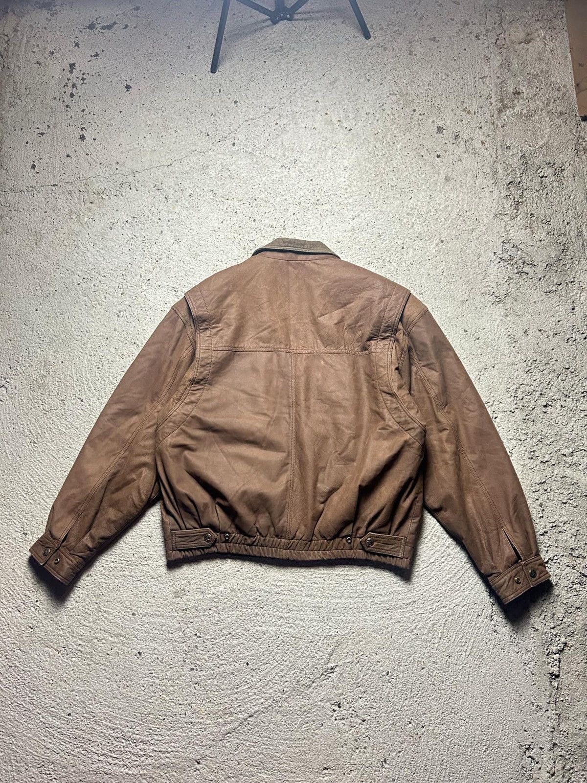 Vintage Brown leather jacket baggy swag vintage rare Size US L / EU 52-54 / 3 - 5 Thumbnail