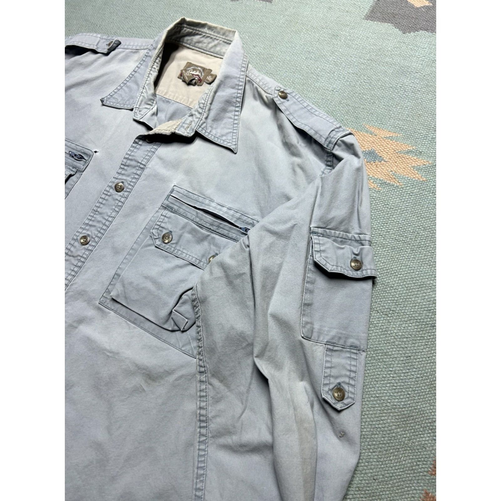 Vintage VINTAGE Cabela's Button-Up Shirt Long Sleeve Shirt Men XL Blue Cotton Fishing Safari Hiking Tall Time Theme Fish Size US XL / EU 56 / 4 - 3 Thumbnail